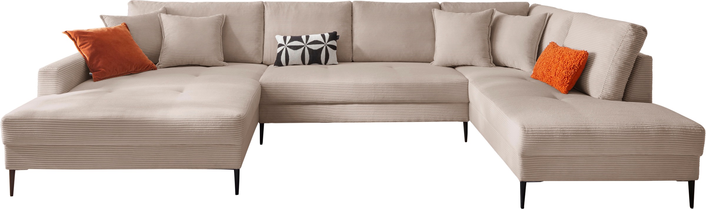 Trends by HG Wohnlandschaft »Summer U-Form« in Cord-Stoff mit Metallfuß günstig online kaufen