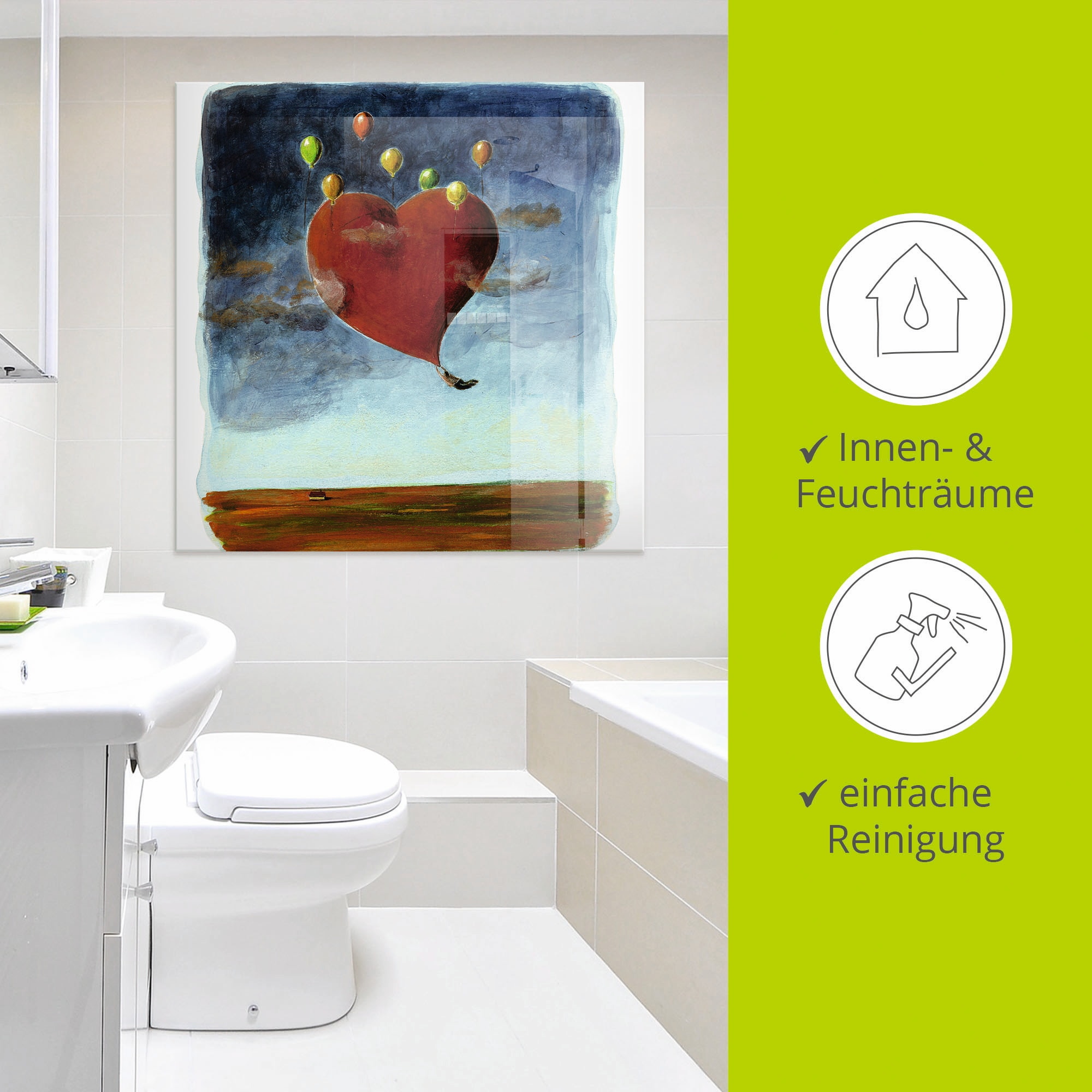 Artland Glasbild »Fliegendes Herz«, Herzen, (1 St.), in verschiedenen Größen