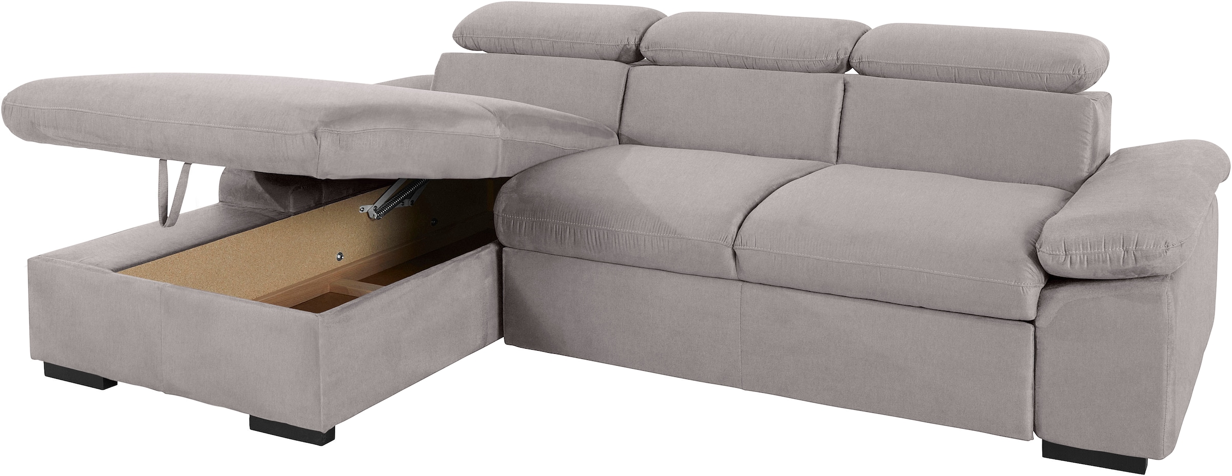 COTTA Ecksofa »Lola L-Form mit Kopfteilfunktion & Hocker«, (Set, mit Hocker), wahlweise mit Bettfunktion, Bettkasten & Armteilverstellung