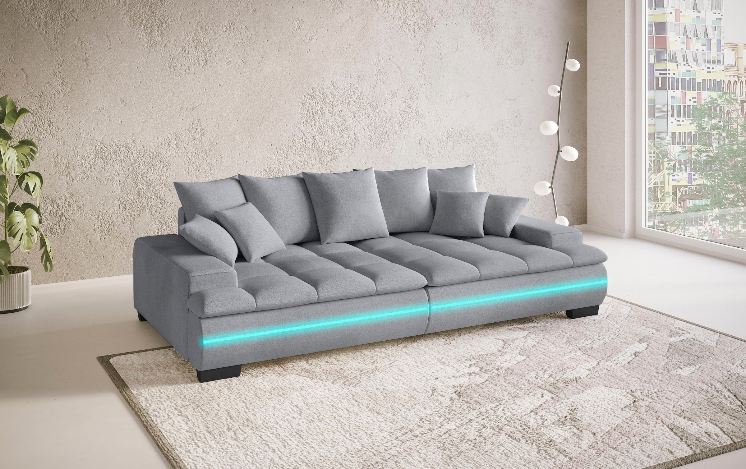 Mr. Couch Big-Sofa »Haiti II RGB-LED«, RGB-LED Beleuchtung, mit Handwerklich gearbeiteter Komfort-Steppung