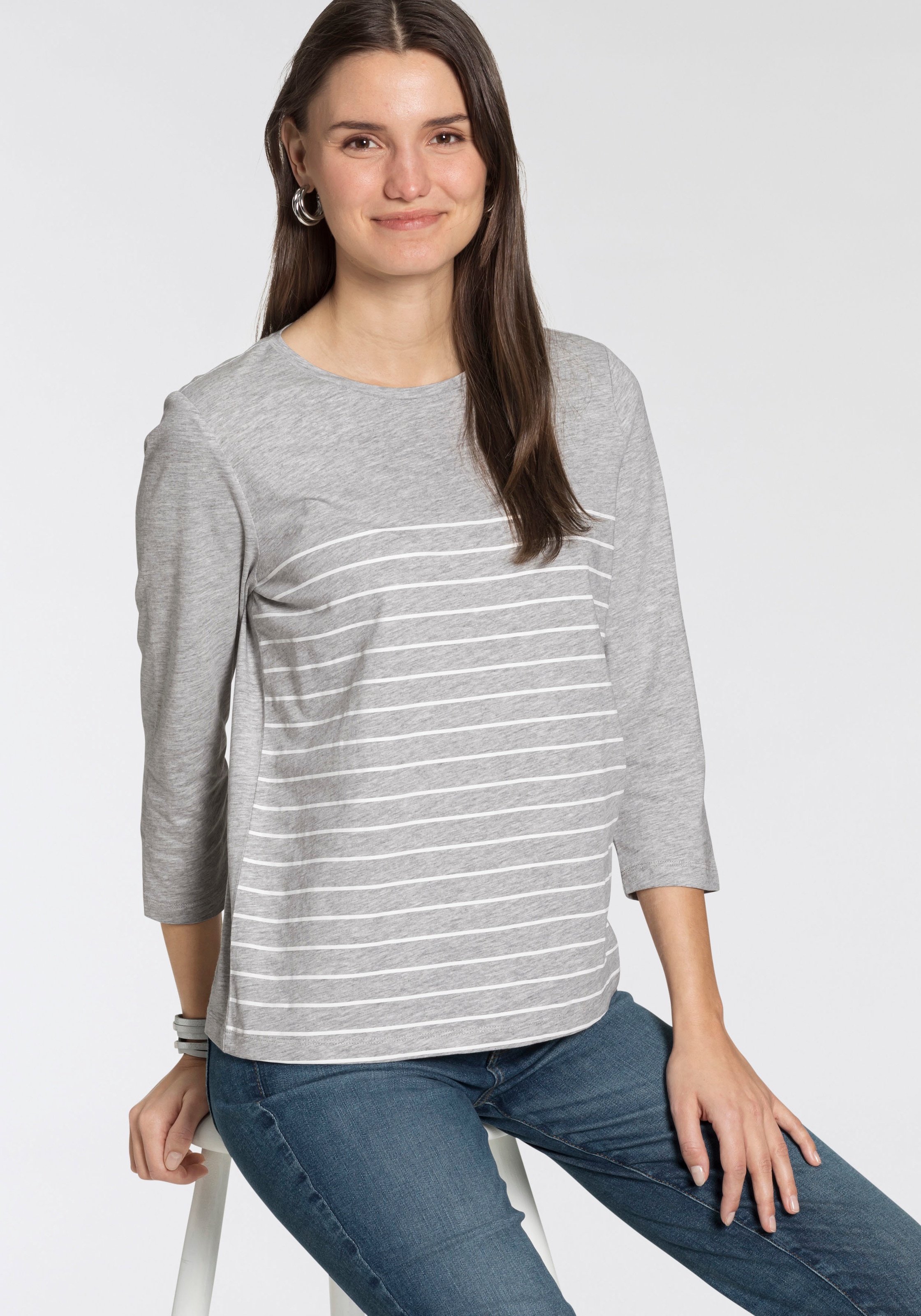 TOM TAILOR 3/4-Arm-Shirt, (Packung, 2 tlg., 2er-Pack), im Doppel - immer Ringel + uni