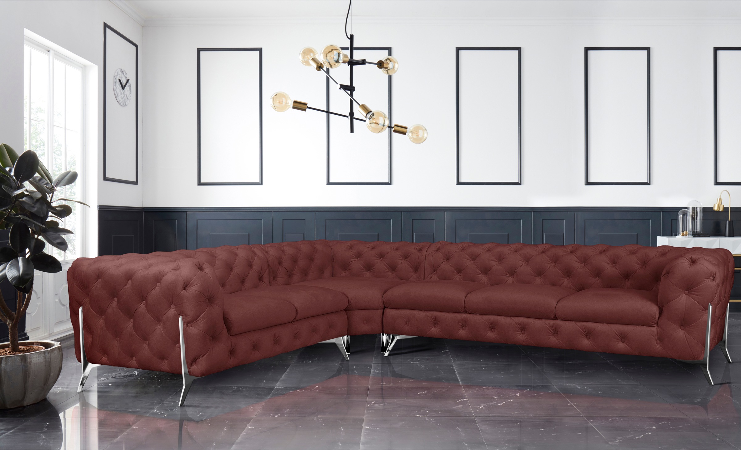 Leonique Chesterfield-Sofa »Amaury L-Form«, großes Ecksofa, Chesterfield-Op günstig online kaufen