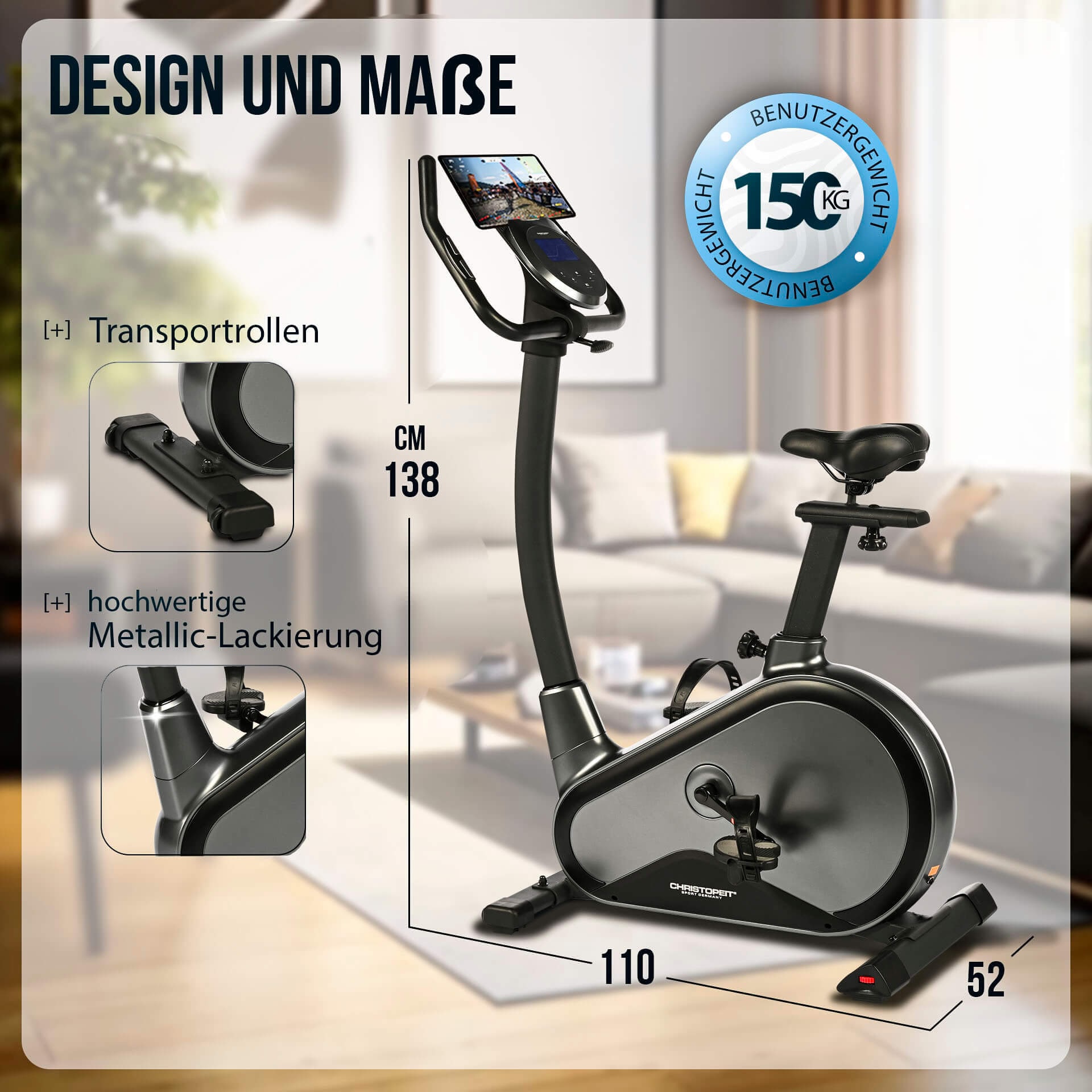 Christopeit Sport® Ergometer »EM 8000«, (Kinomap App kompatibel), Kinomap App kompatibel