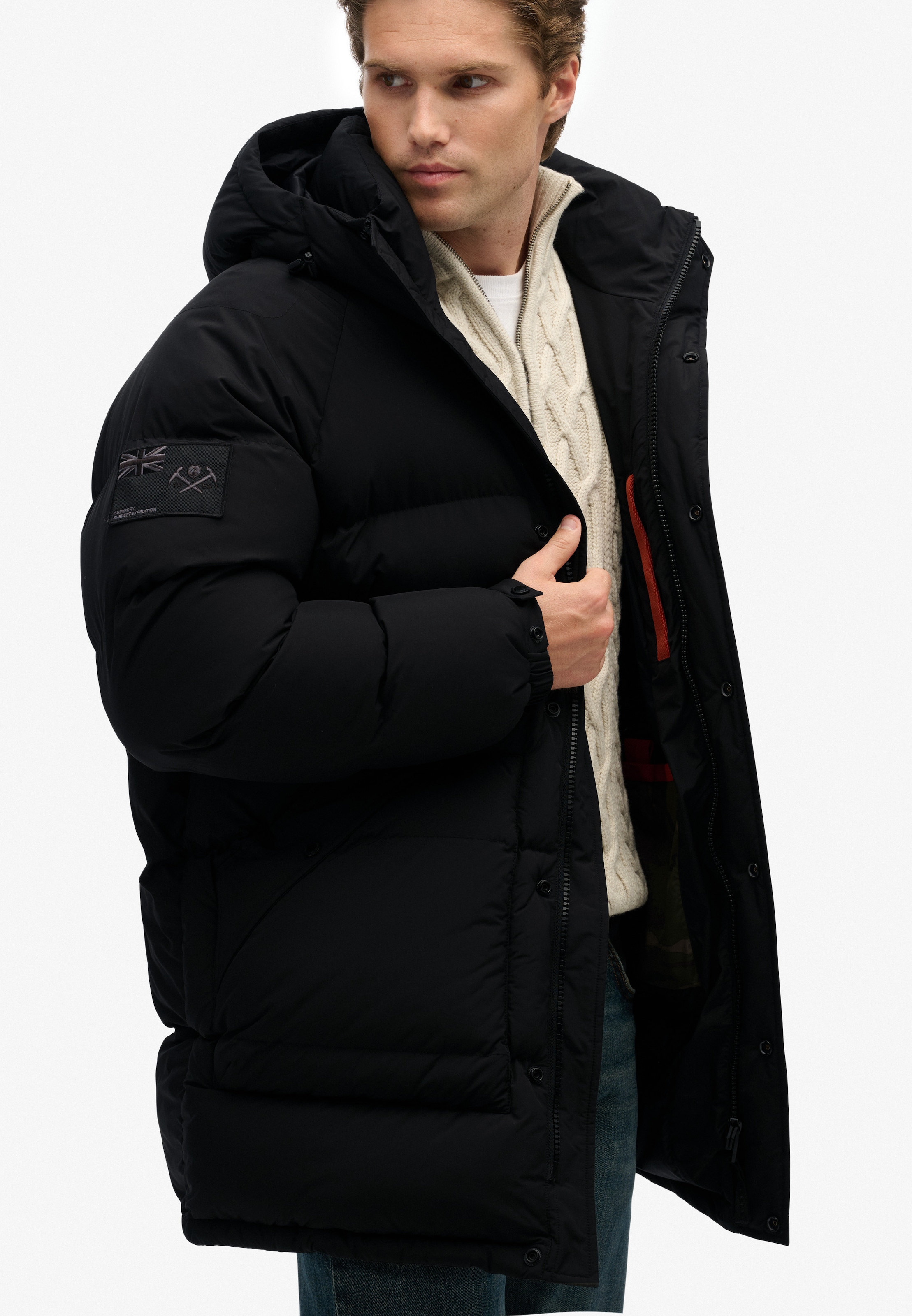 Superdry Steppjacke »XPD LONGLINE BAFFLE PARKA«, mit Kapuze