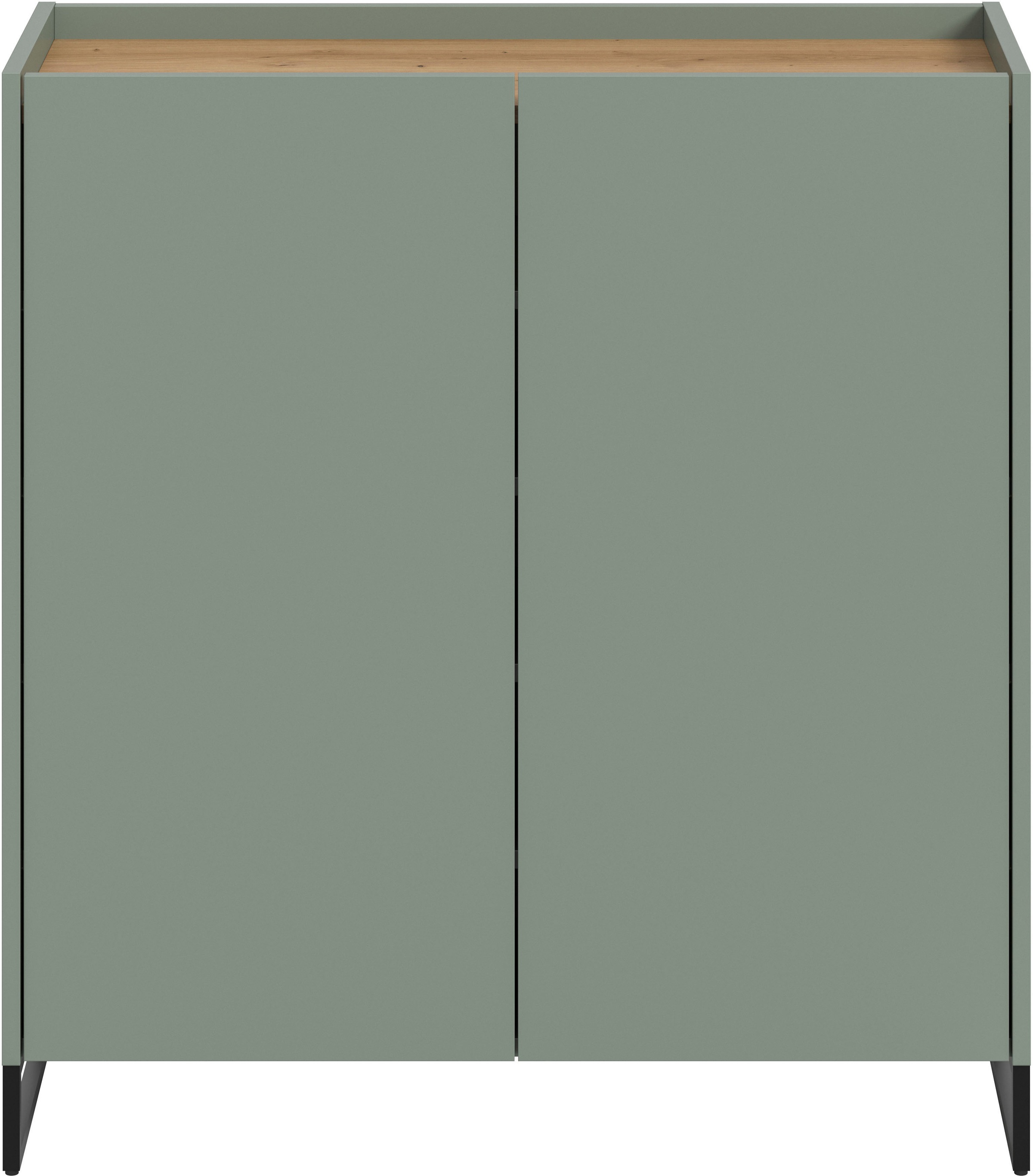 INOSIGN Schuhschrank »EVRID, Breite 90cm, 2 Türen, 5 Einlegeböden, inkl. Metall-Kufenfüße«, (1 St., individuell mit anderen Artikel der Serie EVRID erweiterbar), Schuhkommode, Kommode, Sideboard, Garderobenschrank, Flurkommode