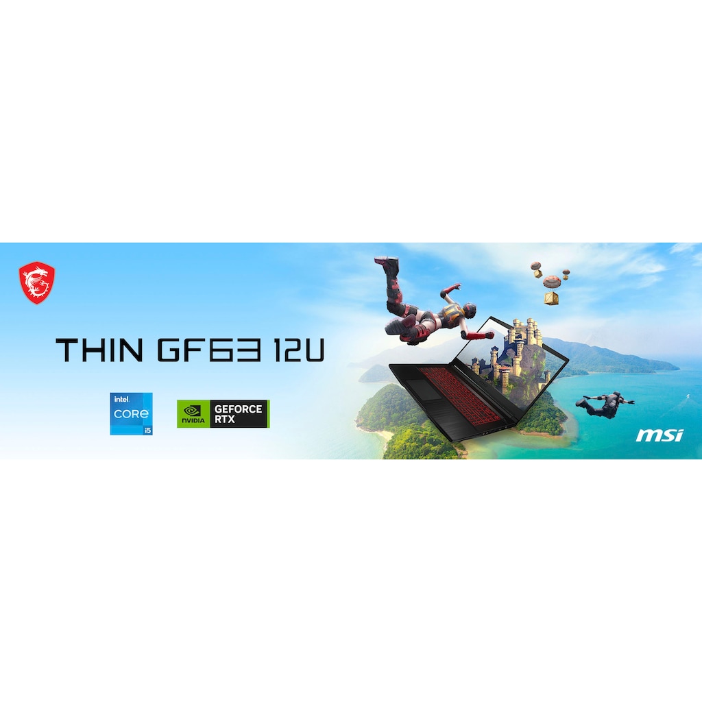 MSI Gaming-Notebook »Thin GF63 12UC-822«, 39,6 cm, / 15,6 Zoll, Intel, Core i5, GeForce RTX 3050, 512 GB SSD