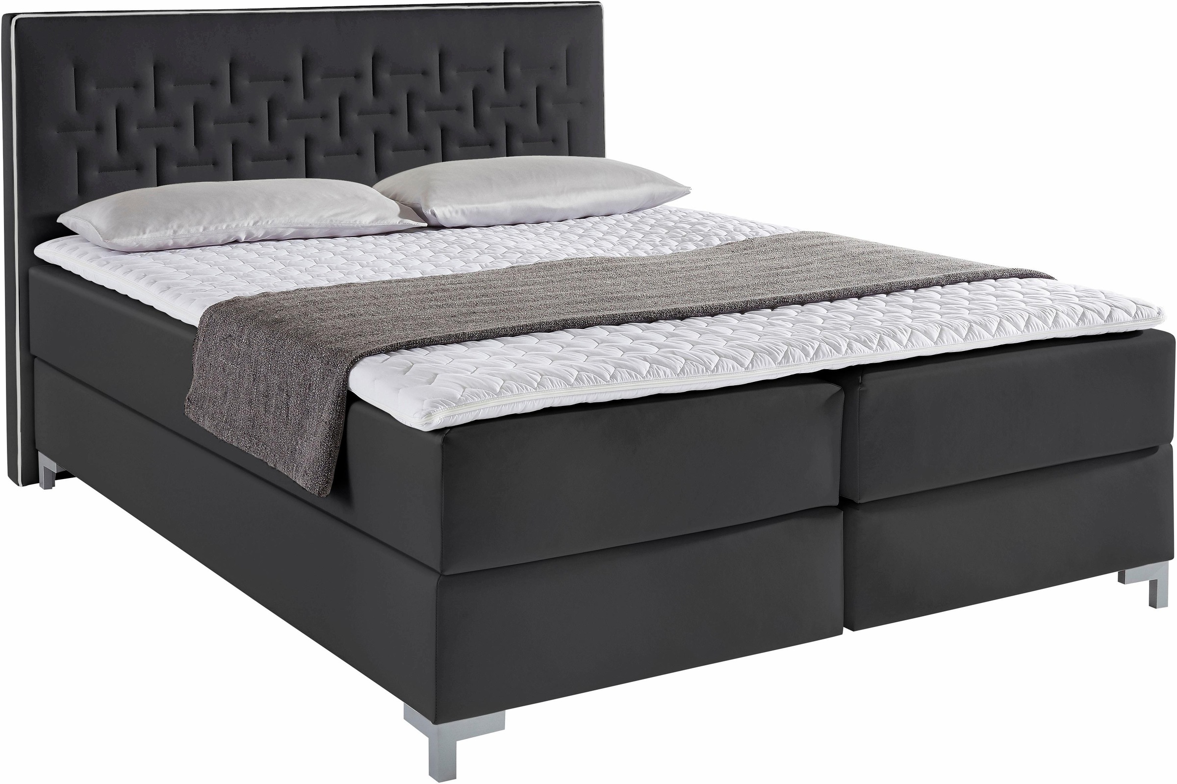 INOSIGN Boxspringbett »Coos«, mit besonderer Steppung im Kopfteil, 3 Matrat günstig online kaufen