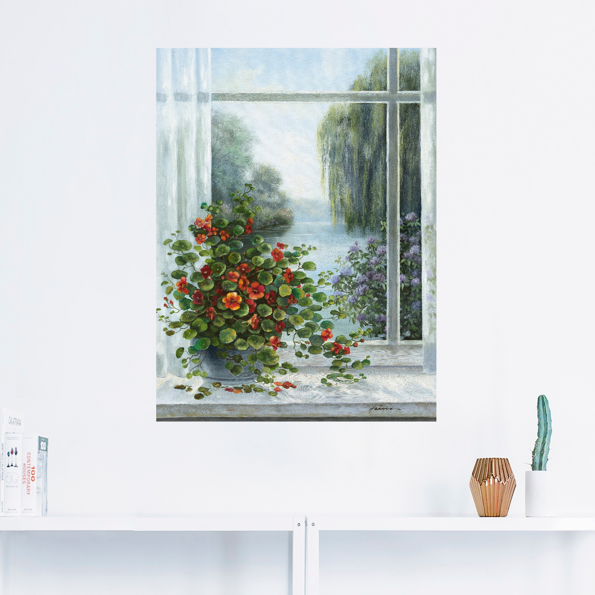 Artland Wandbild »Kapuzinerkresse am Fenster«, Arrangements, (1 St.), als Leinwandbild, Poster, Wandaufkleber in verschied. Größen