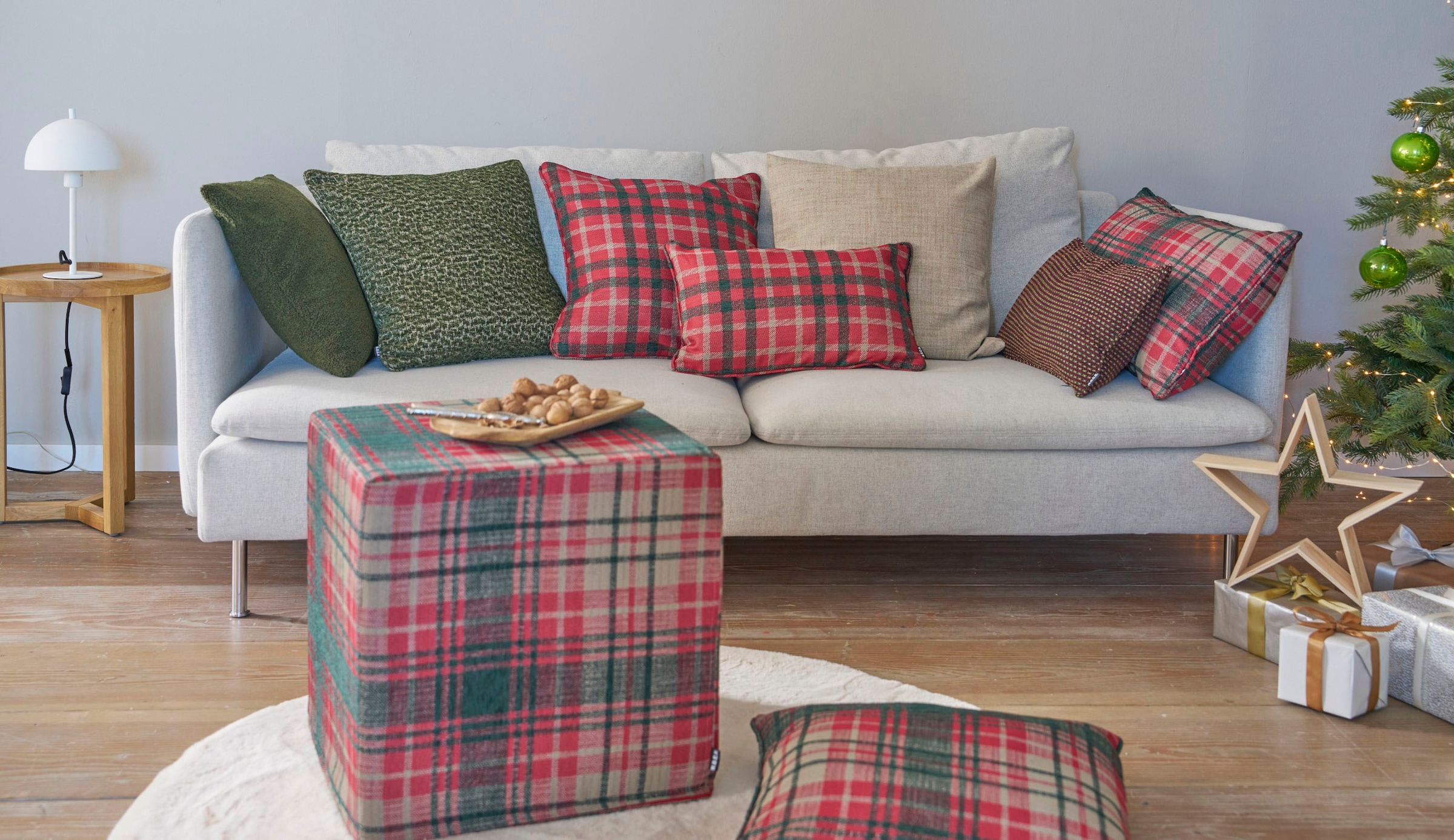 H.O.C.K. Dekokissen »Eddy« Karo, Weihnachtskissen, inkl. Füllung, Bezug mit Reißverschluss