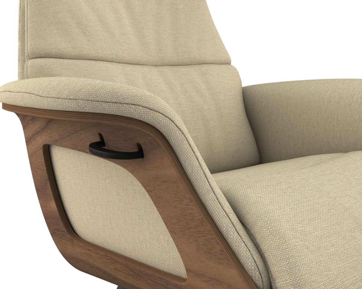 FLEXLUX Relaxsessel »Rücken u. Kopfverstellung, ergonomisch, Airchannels, klasse Komfort« Rücken- & Kopfteilverstellung, Drehbar, Armlehne Walnuss, Fuß Schwarz