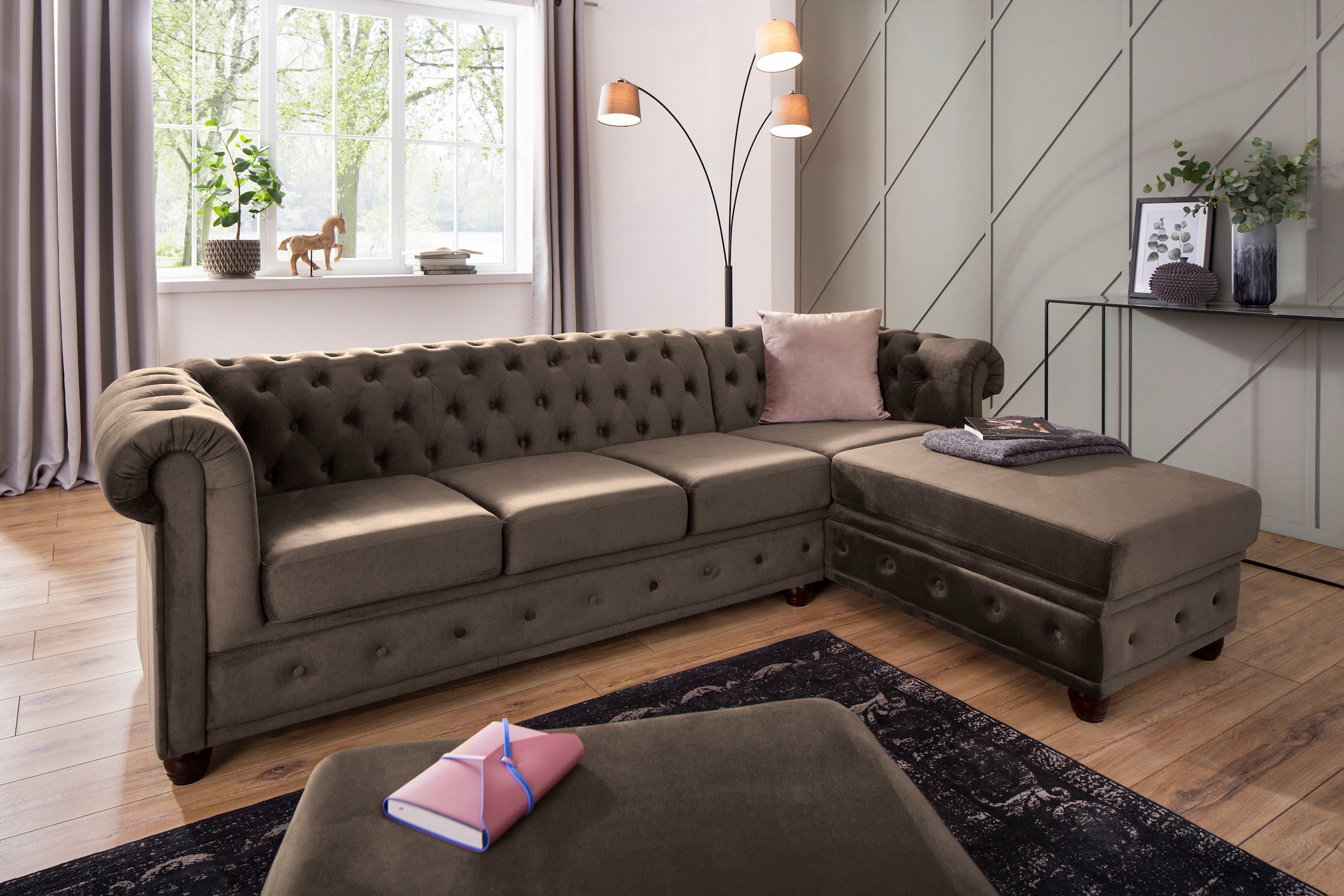 Home affaire Polsterhocker »New Castle«, passend zur "New Castle"-Serie, B/T/H: 75/70/45 cm