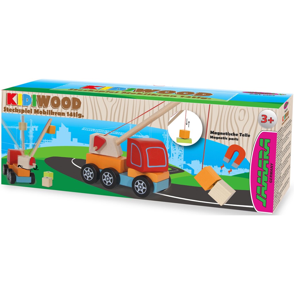 Jamara Steckspielzeug »Kidiwood, Steckspiel Mobilkran 14tlg.«, aus Holz