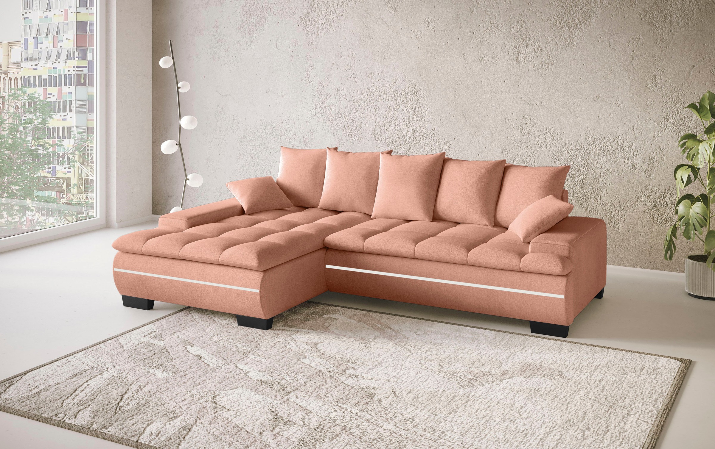 Mr. Couch Ecksofa »Haiti II, L-Form«, RGB-LED Beleuchtung, Kaltschaum, wahlweise mit Bett, Bettkasten