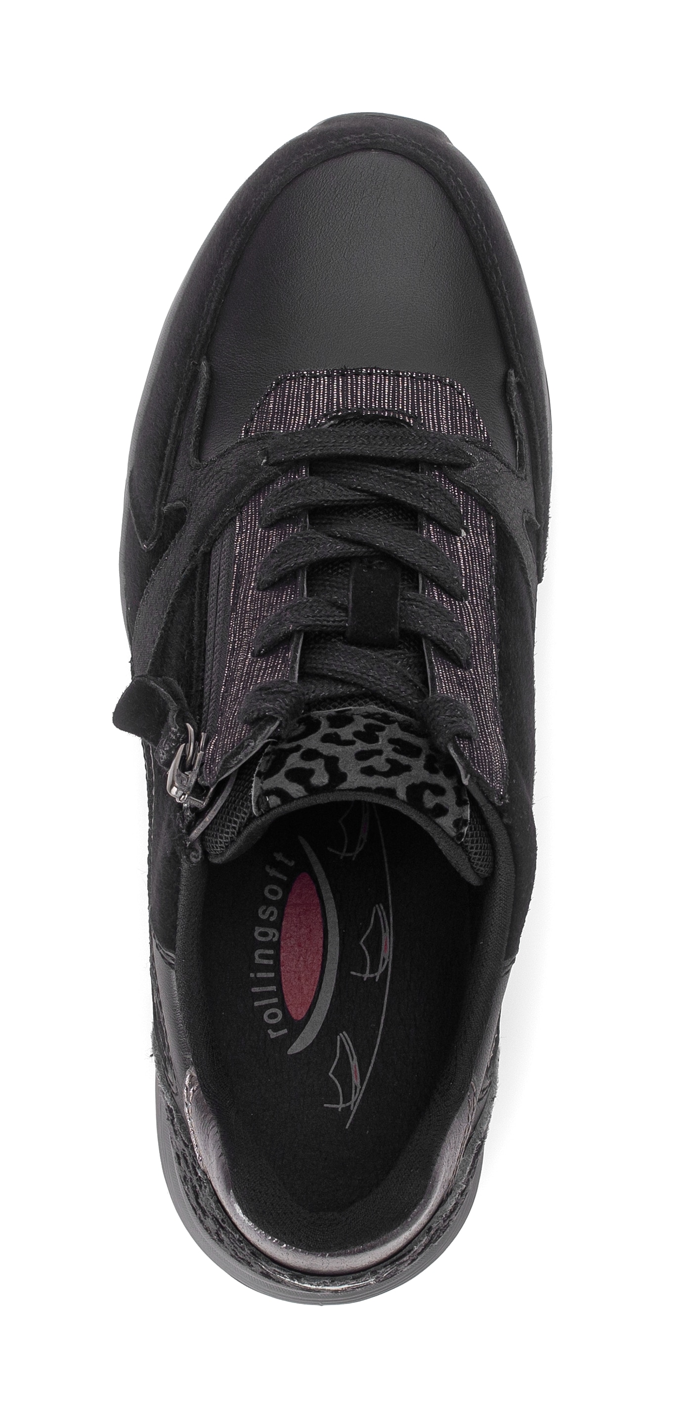 Gabor Rollingsoft Keilsneaker  , Schnürer, Halbschuh, Freizeitschuh mit zusätzlichem Reißverschluss