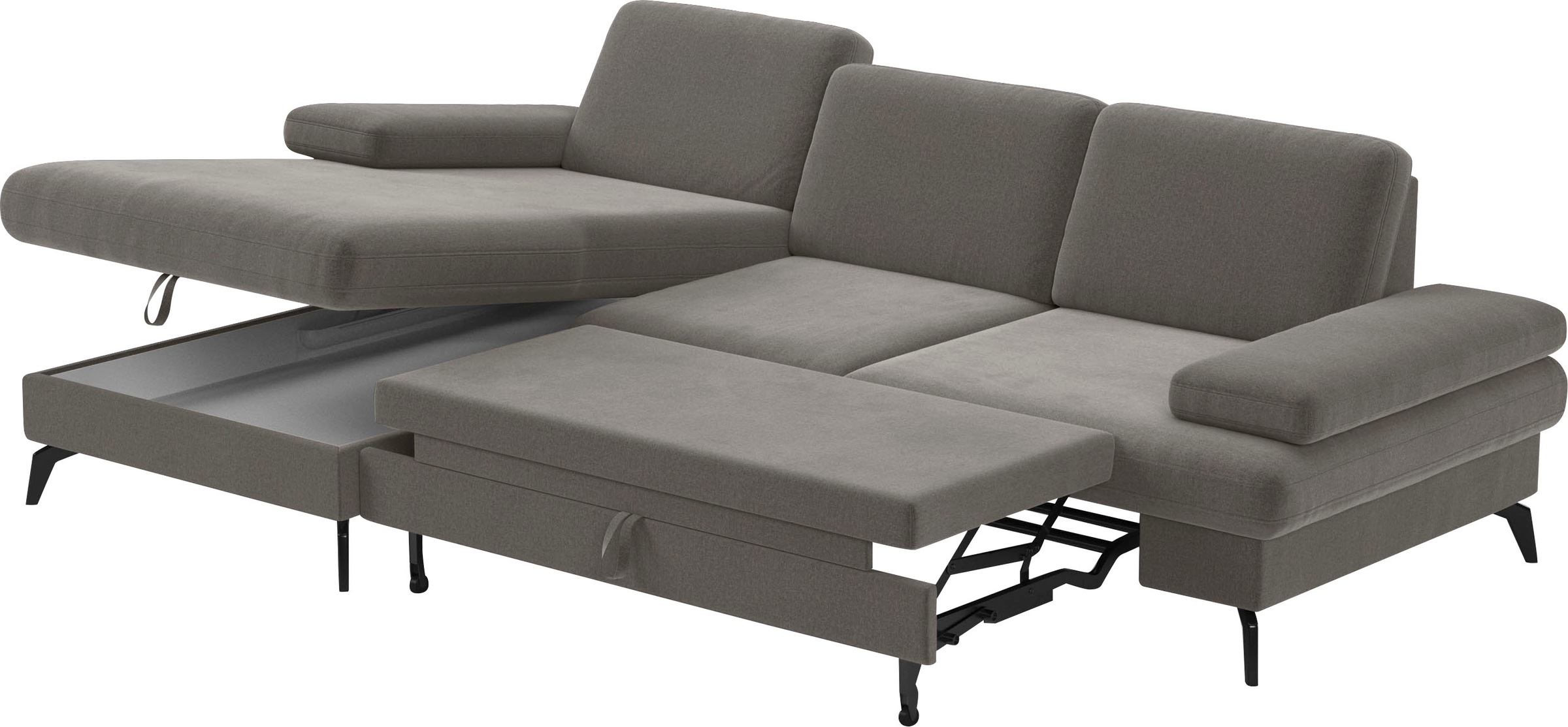 sit&more Ecksofa »Morris L-Form, inkl. Sitztiefenverstellung«, wahlweise mit Armteilverstellung, Bettfunktion & Bettkasten