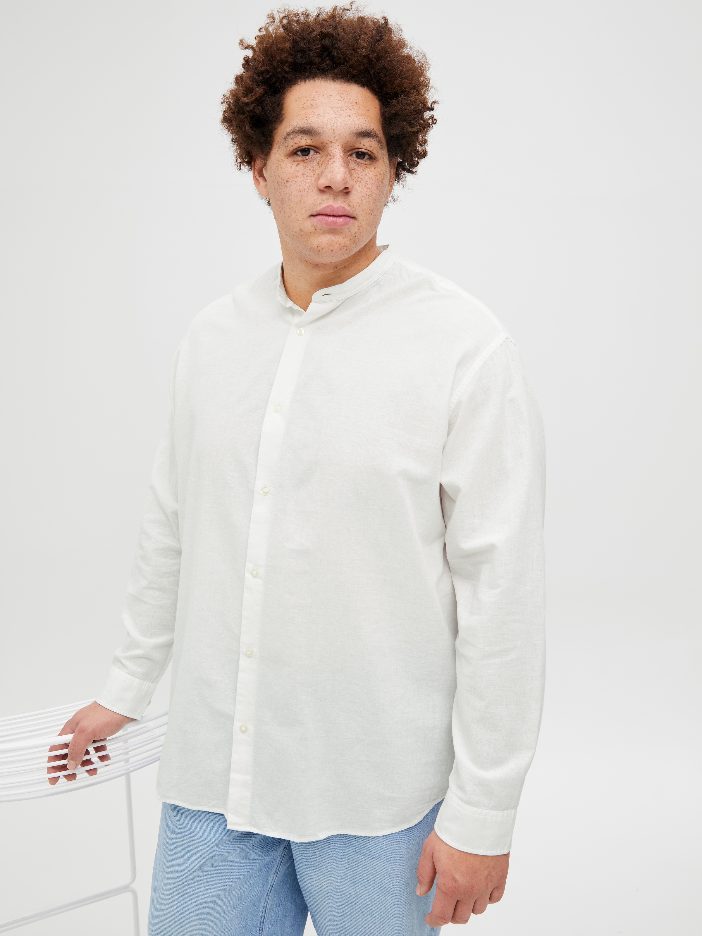 Jack & Jones PlusSize Langarmhemd »JJEBREEZE LINEN BLE BAND SHIRT LS SN PLS«