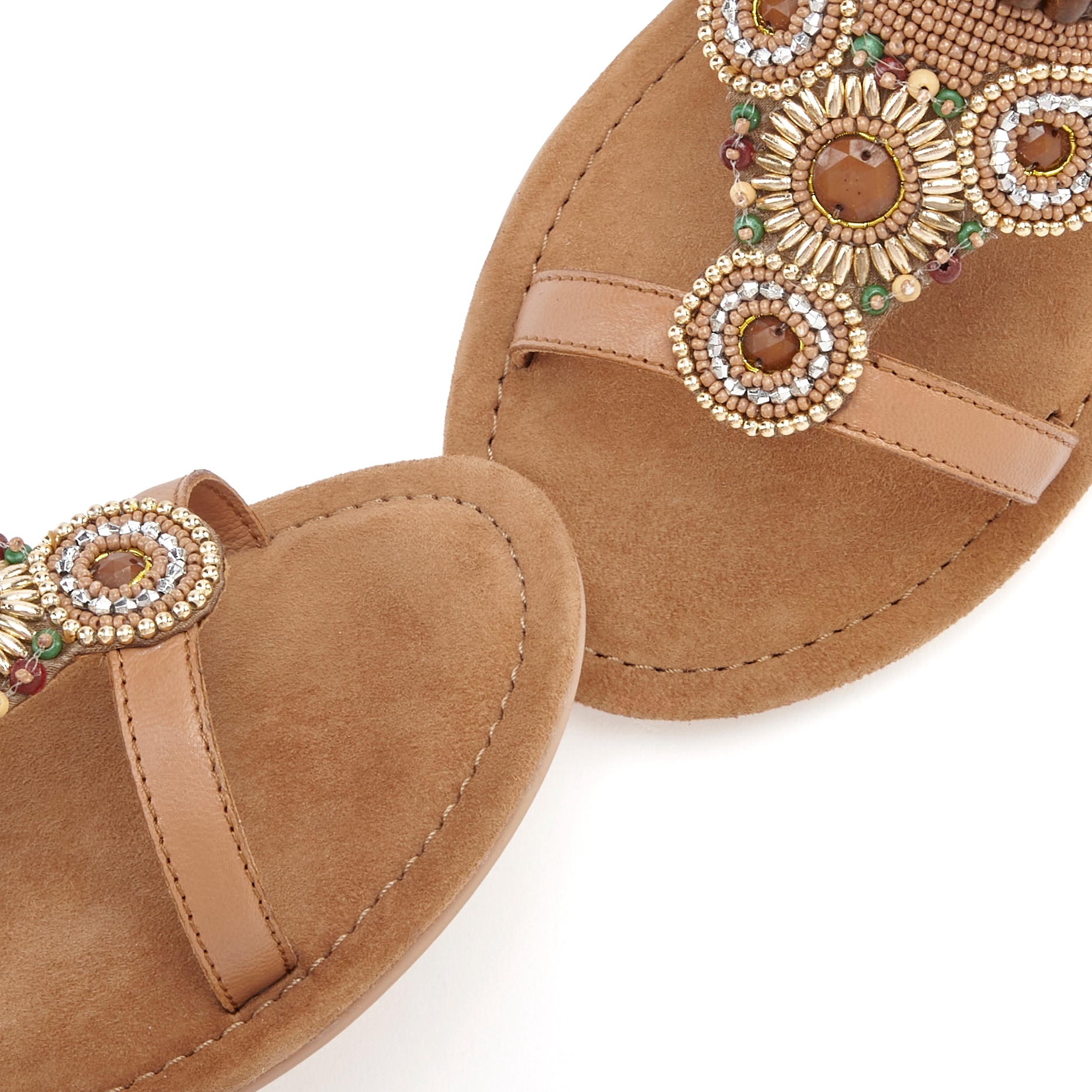 LASCANA Sandale »Sommerschuh«, Sandalette, Sommerschuh aus Leder mit Steinchen in Glitzer-Optik