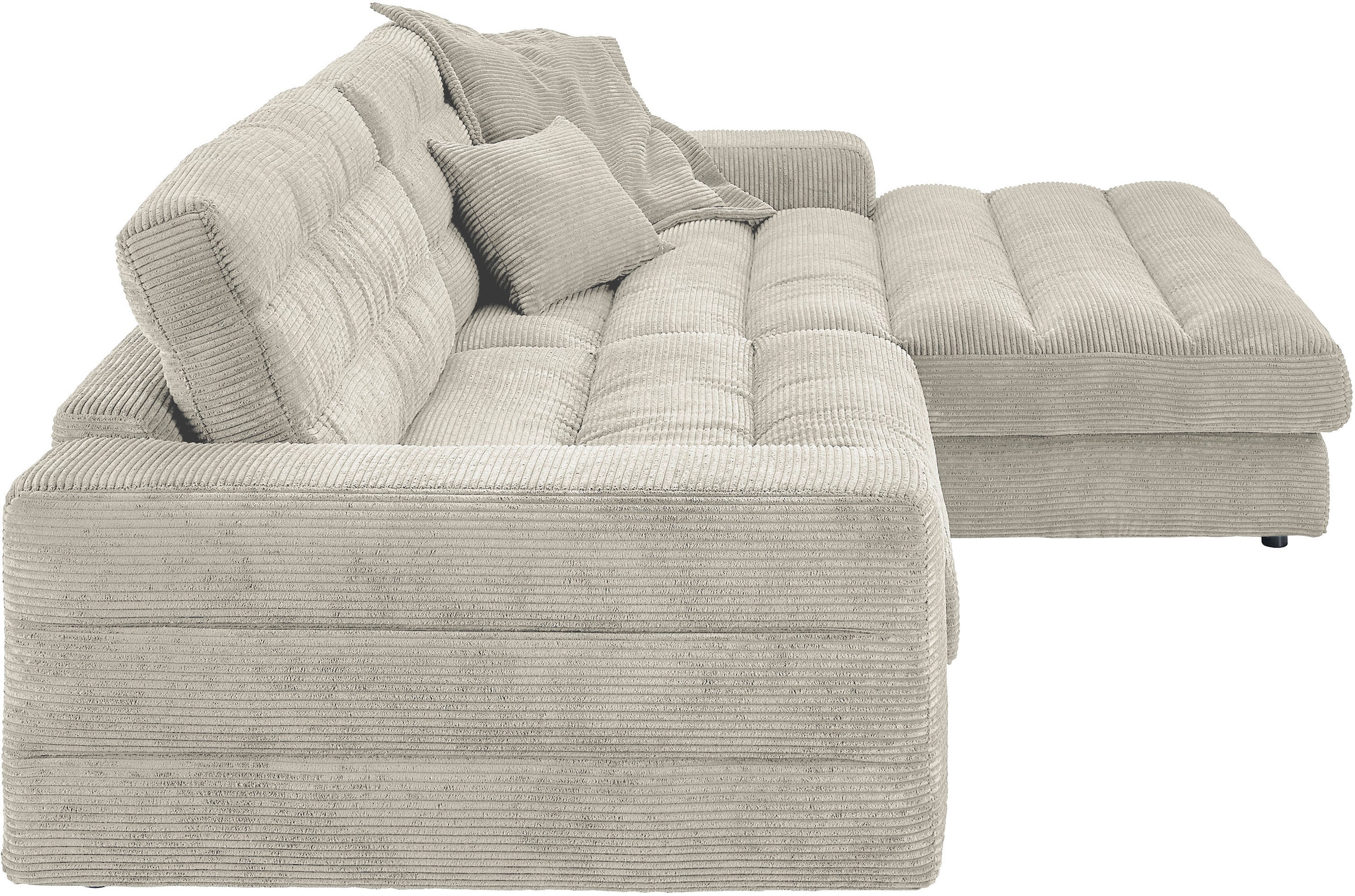 3C Candy Ecksofa »Stripes Mega-Sofa, bequem und komfortabel, L-Form«, Lose Rückenkissen, mit feiner Quersteppung, Cord-Bezug