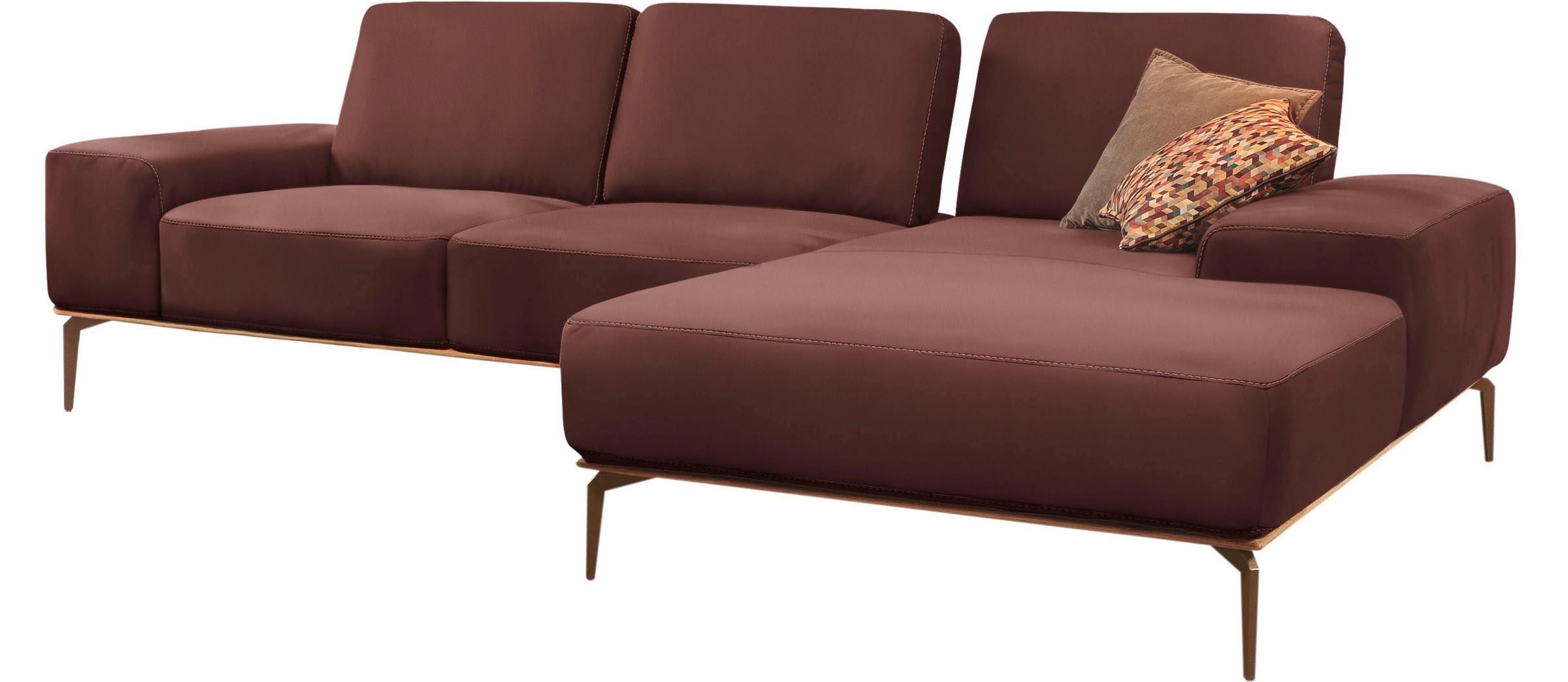 W.SCHILLIG Ecksofa »run, Designsofa mit tollem Sitzkomfort, L-Form«, mit Holzsockel, Füße in Bronze pulverbeschichtet, Breite 299 cm