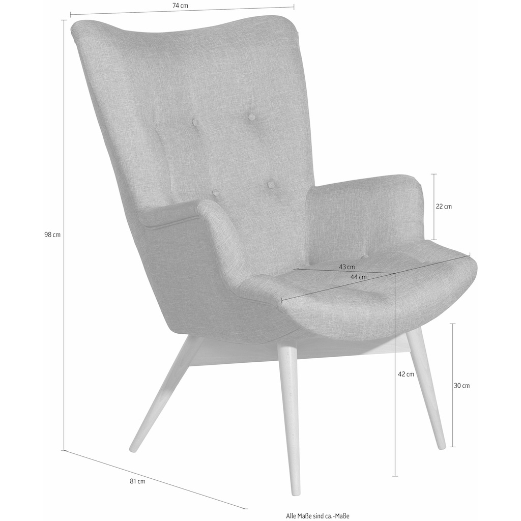 Max Winzer® Sessel »Arne«, in Schalenform, im Retrolook, Hochlehner