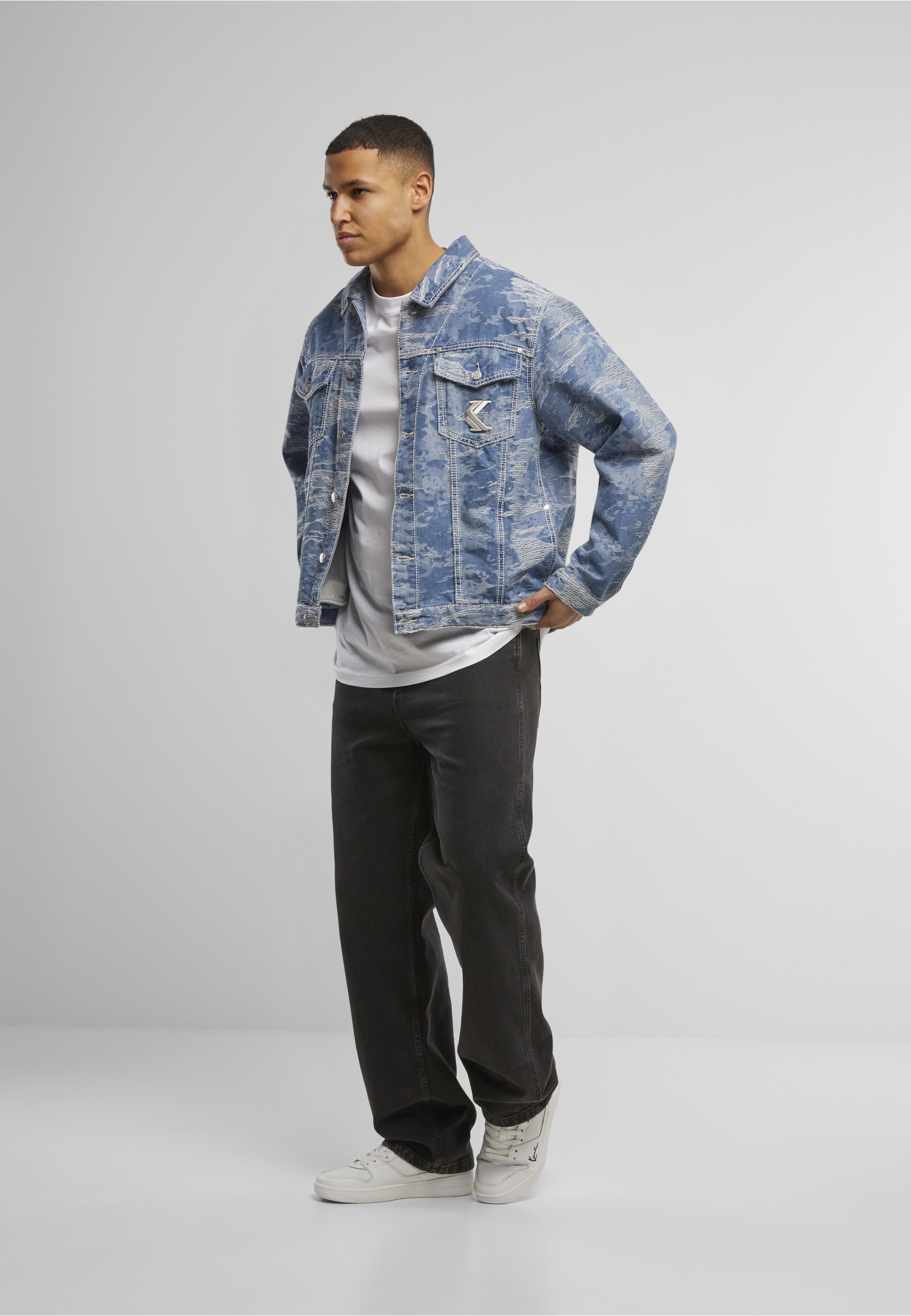 Karl Kani Jeansjacke »Karl Kani OG K Distress Camo OS Denim Jacket« 1 Stk. tlg. ohne Kapuze