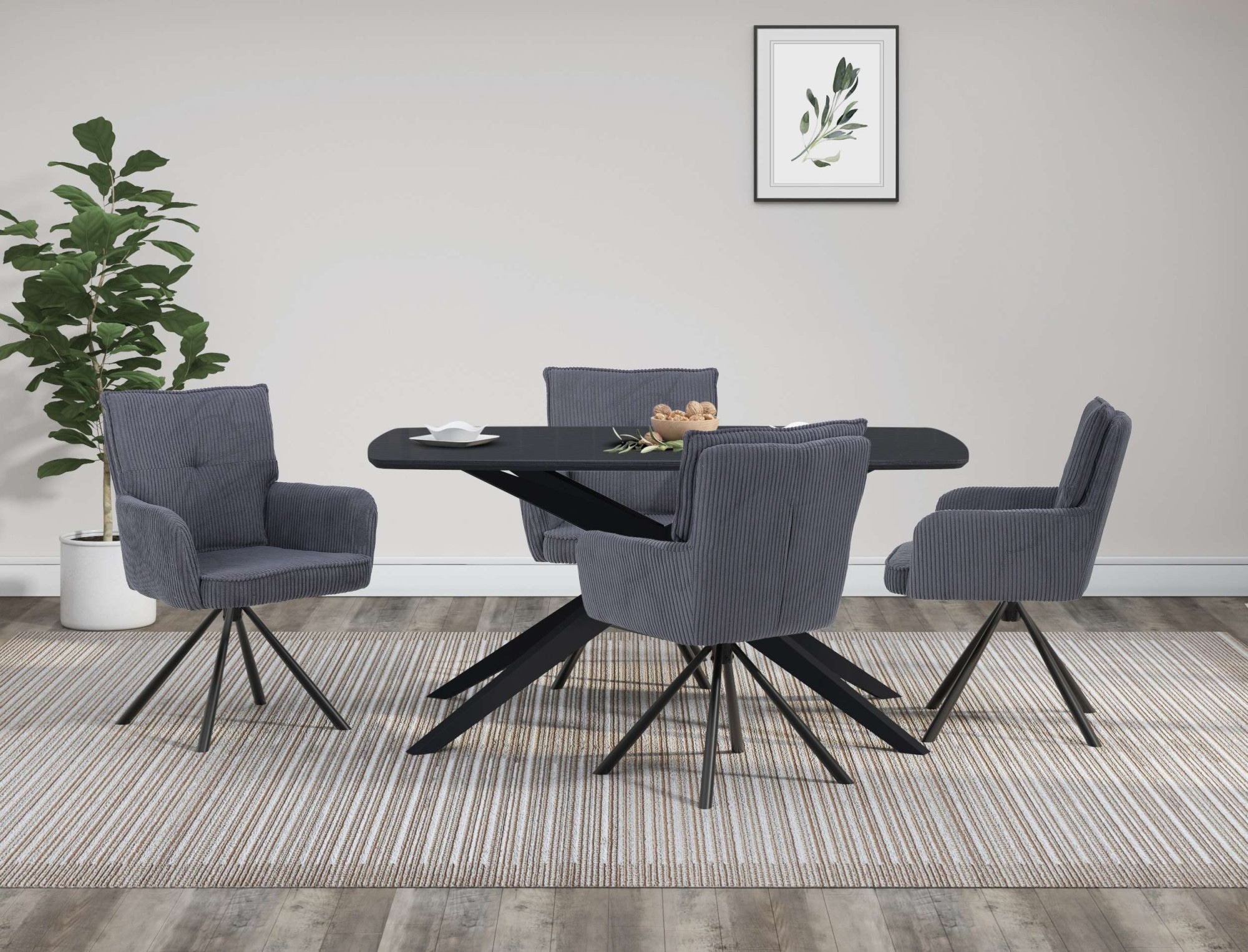 OTTO home Esstisch »Dakona« Tischplatte mit Holzstruktur, schwarze Metallbeine, Höhe 76 cm