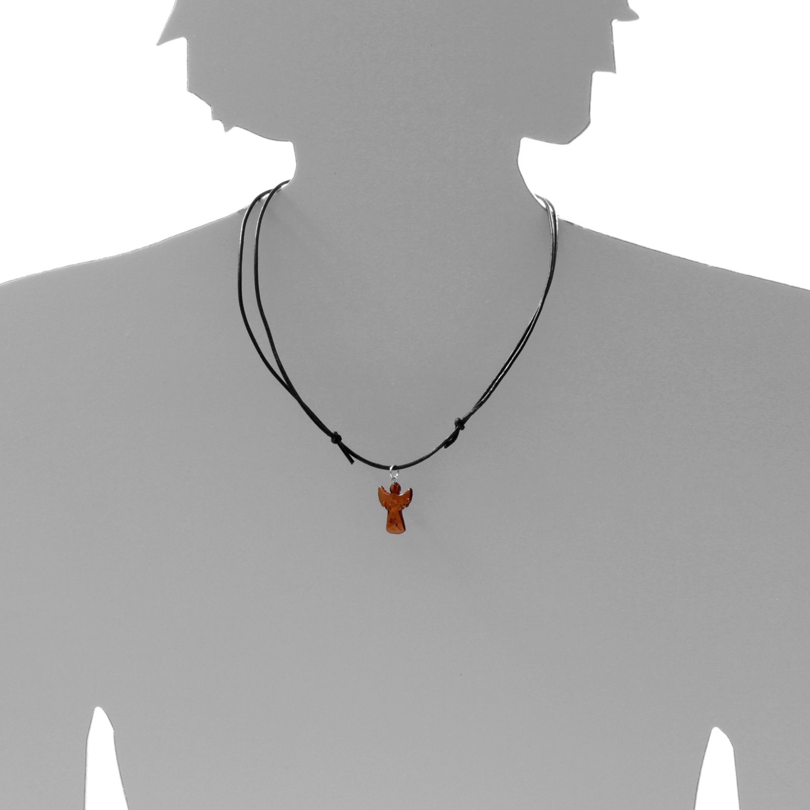 OSTSEE-SCHMUCK Kette mit Anhänger »Ostsee-Schmuck Kette mit Anhänger Engel - Lederband«, (2 tlg.)