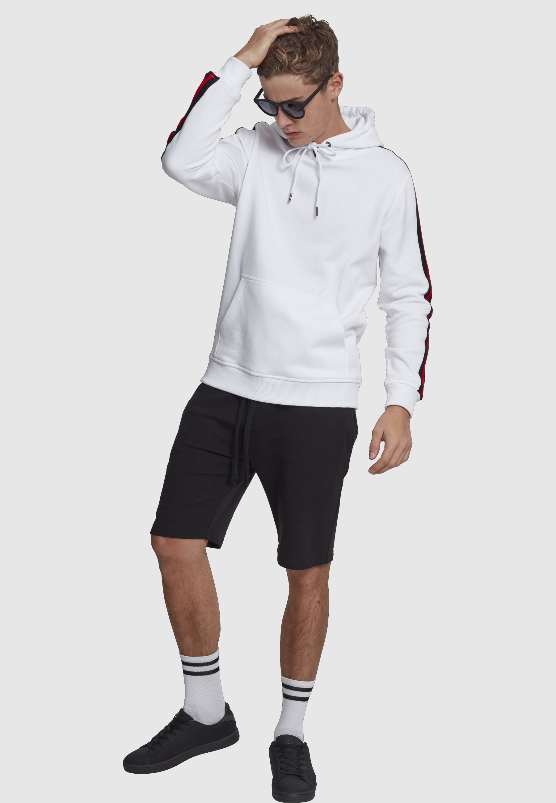 URBAN CLASSICS Kapuzenpullover »Urban Classics Herren Stripe Shoulder Hoody« 1 Stk.