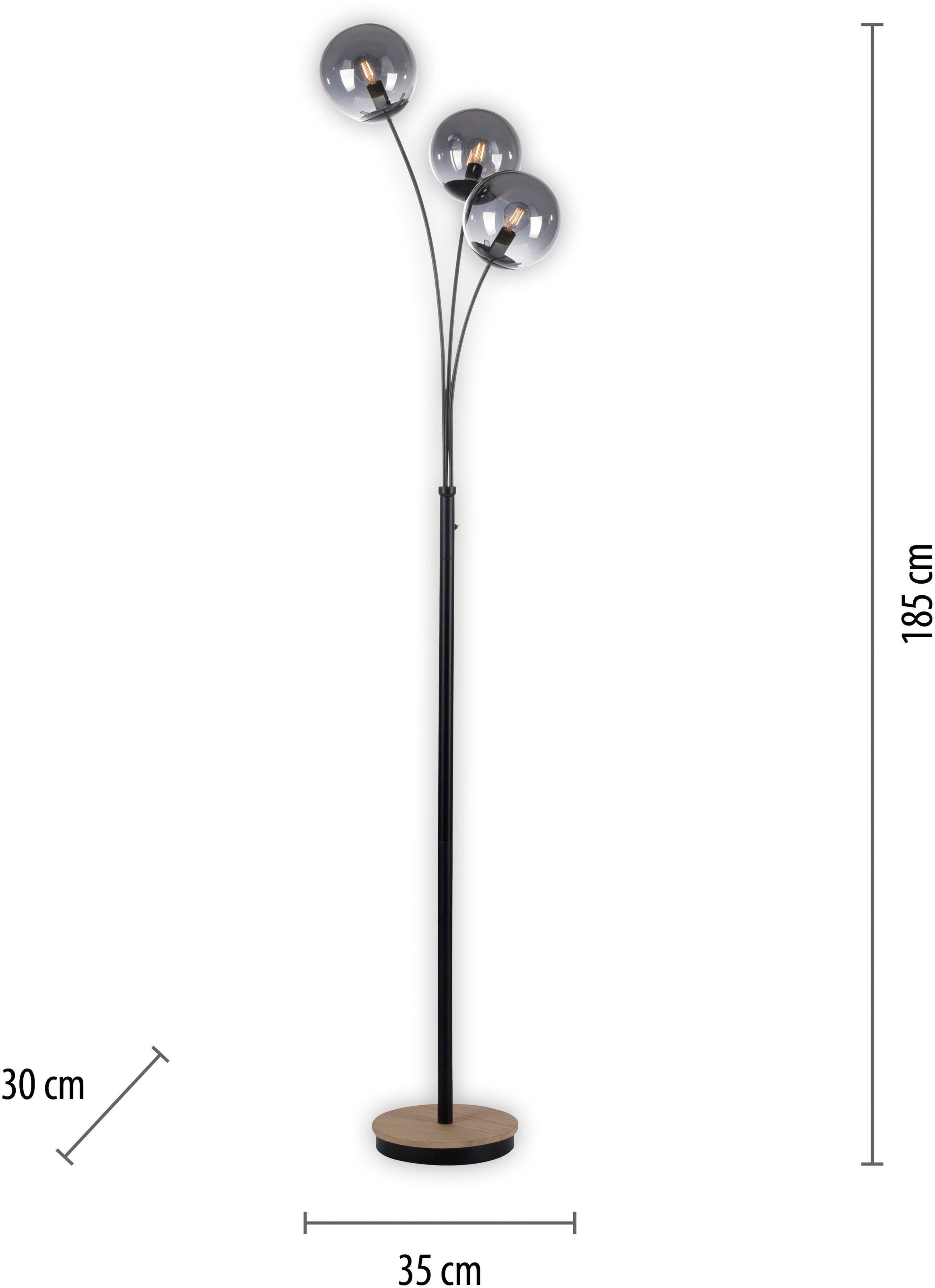 JUST LIGHT Stehlampe »GREEN WIDO«, 3 flammig, Leuchtmittel E14 | ohne Leuchtmittel