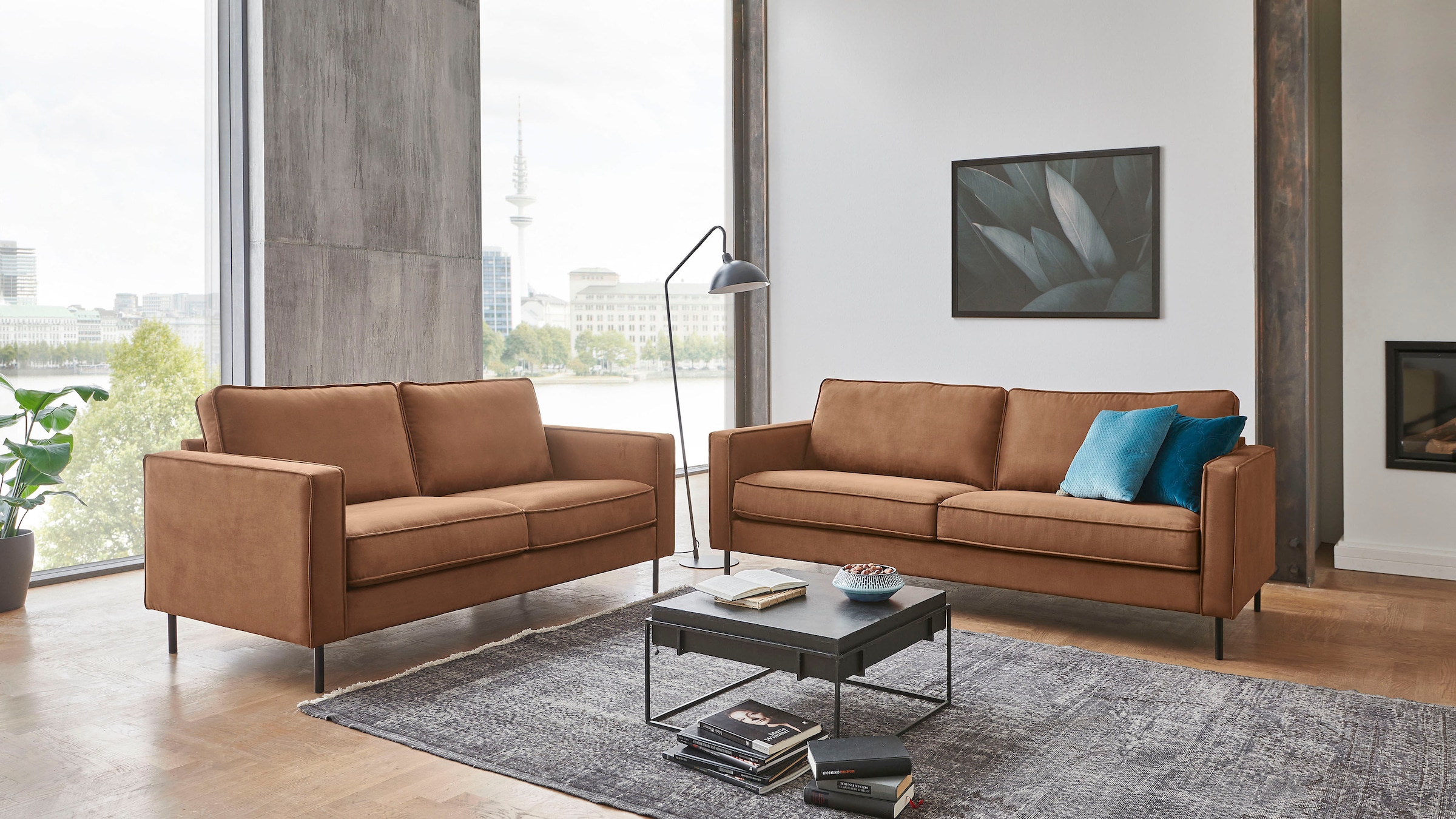 ATLANTIC home collection 3-Sitzer »Weston« im skandinavischem Stil, mit Wellenunterfederung