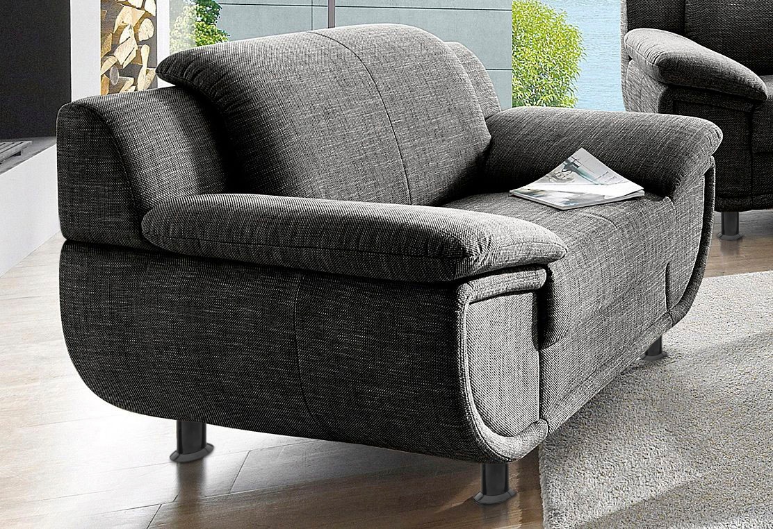TRENDMANUFAKTUR Sessel »Rondo, Breite 121 cm, breite Armlehnen, Füße schwar günstig online kaufen