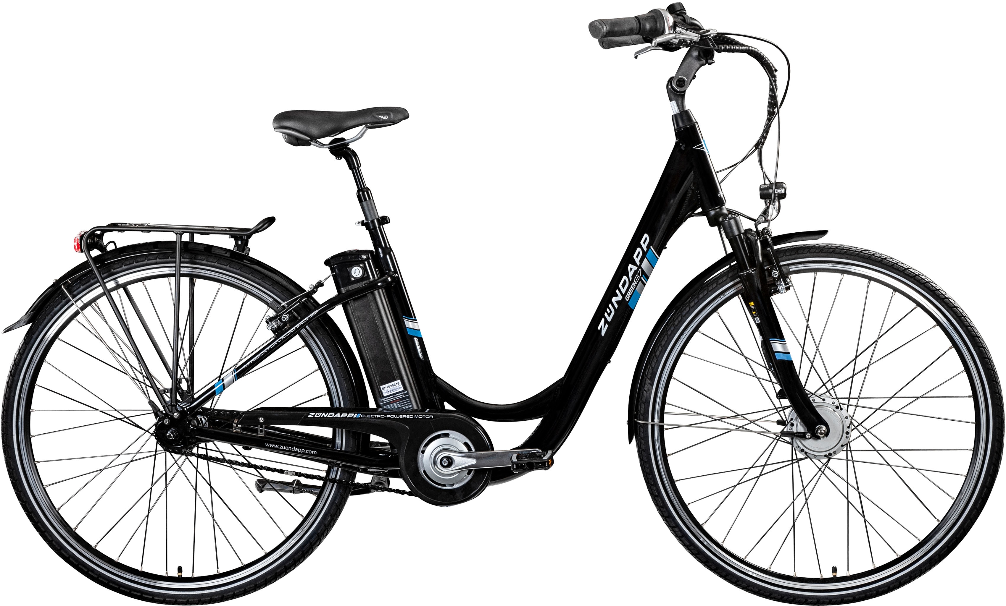 E-Bike „Green 3.7“, 7 Gang, Frontmotor 250 W, Alltag blau, schwarz 28 Zoll (71,12 cm) 48 cm – 28 Zoll (71,12 cm)