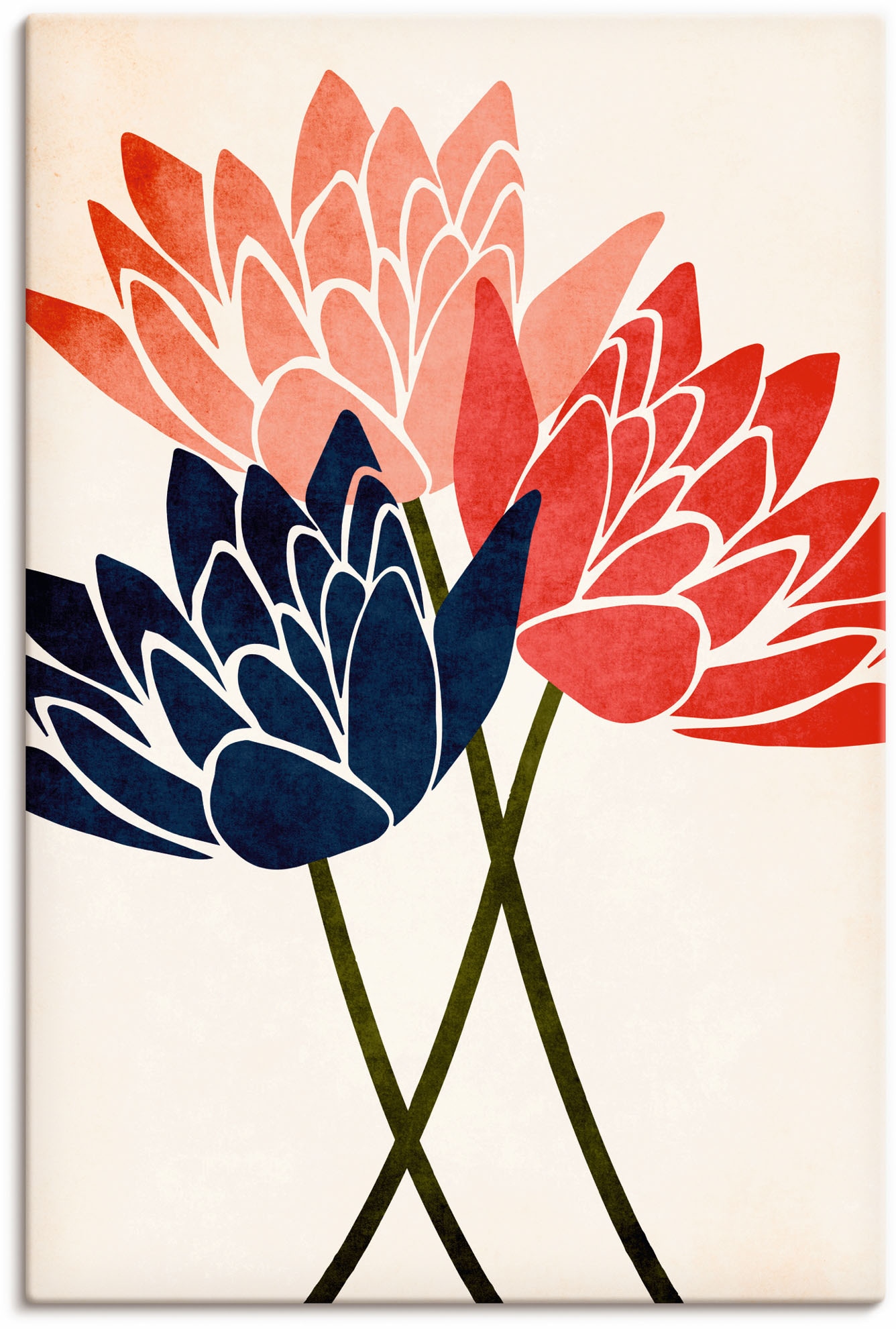 Artland Leinwandbild »Drei Blüten«, Blumenbilder, (1 St.), auf Keilrahmen gespannt