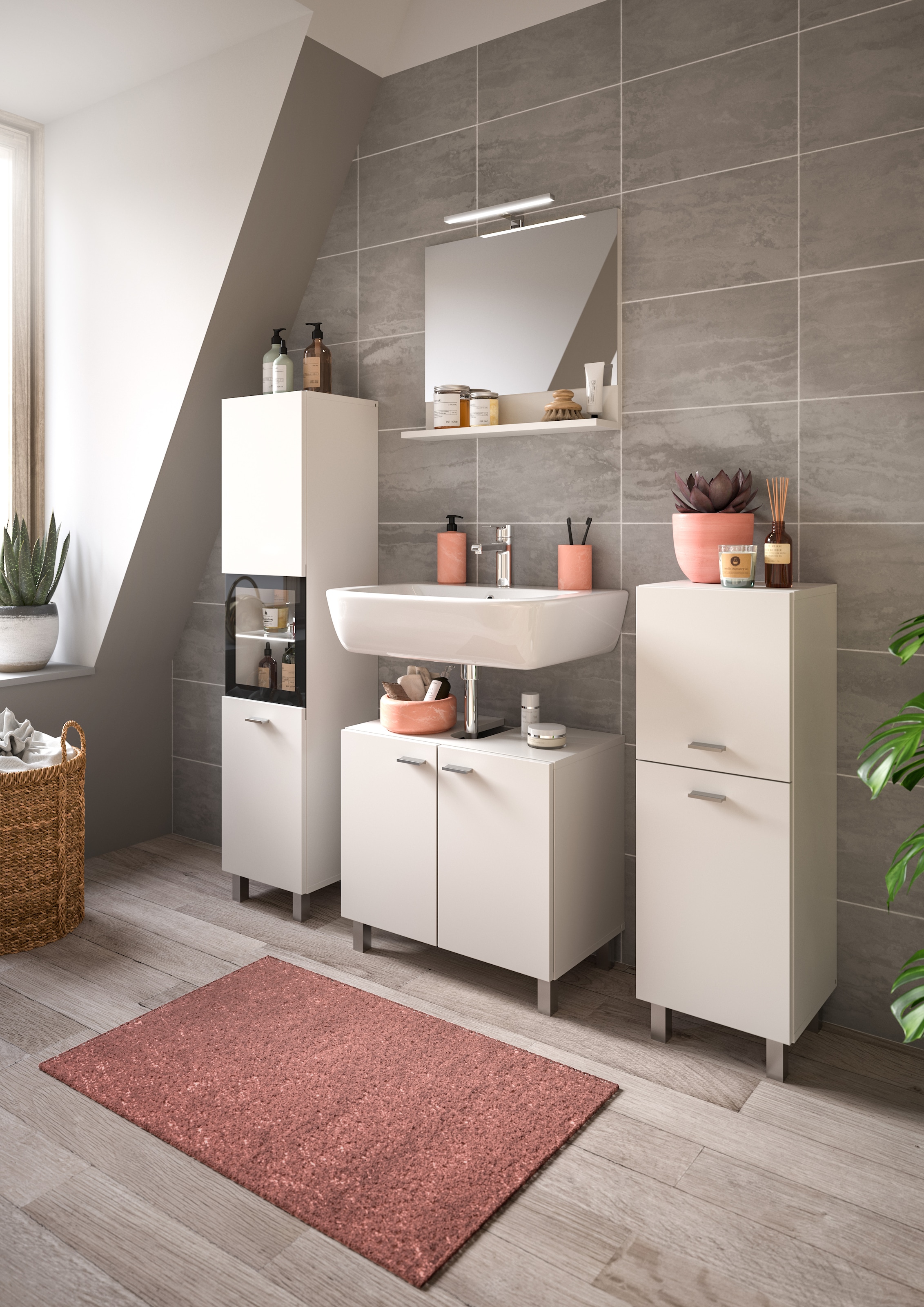 welltime Badmöbel-Set »Tampa, Breite 137cm, 4-teilig« 4 Stk. tlg. Waschbeck günstig online kaufen