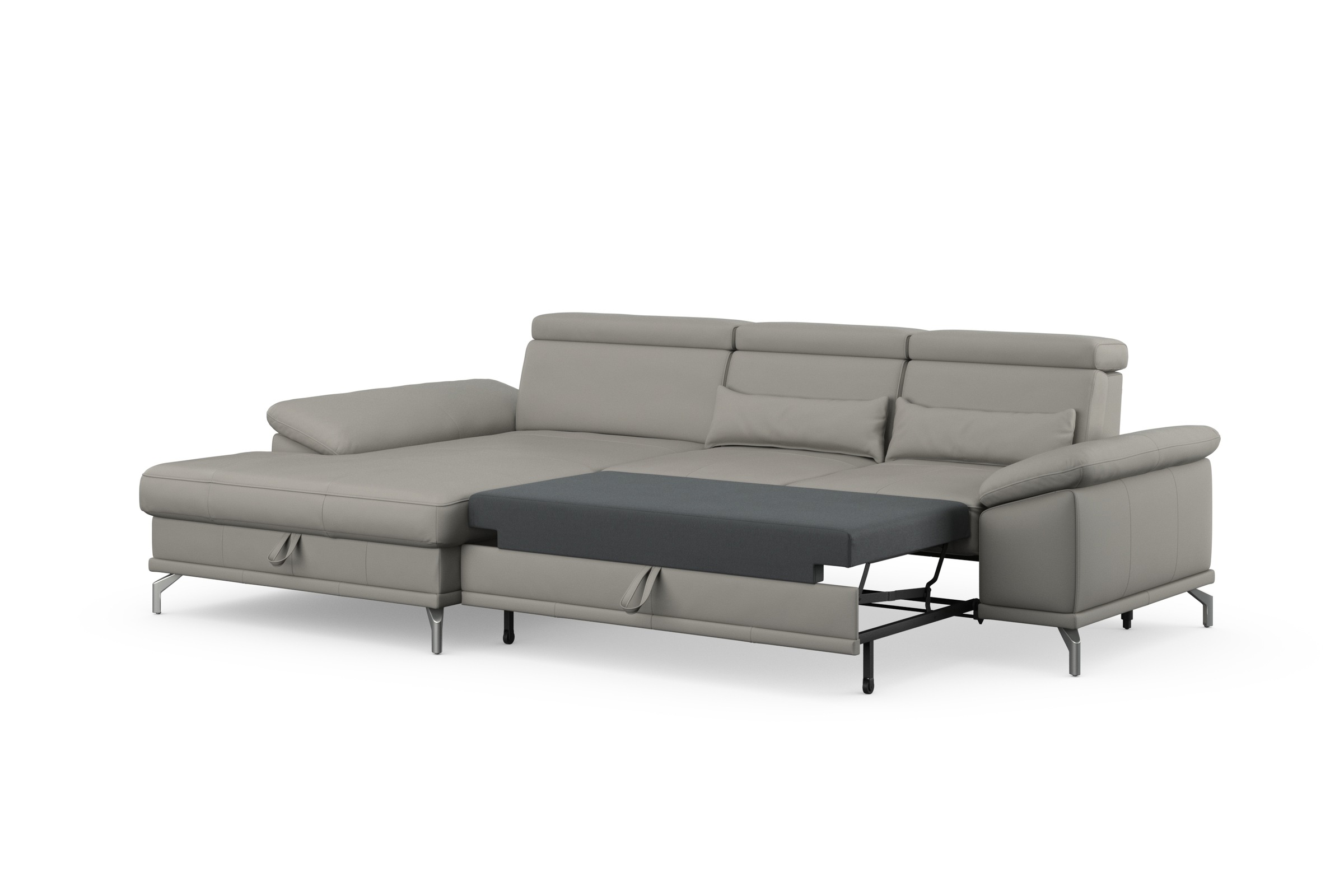 sit&more Ecksofa »Cabrio L-Form, mit Sitztiefenverstellung, Arm- und Kopfteilverstellung«, 2 Nierenkissen, Federkern, optional Bettfunktion und Stauraum
