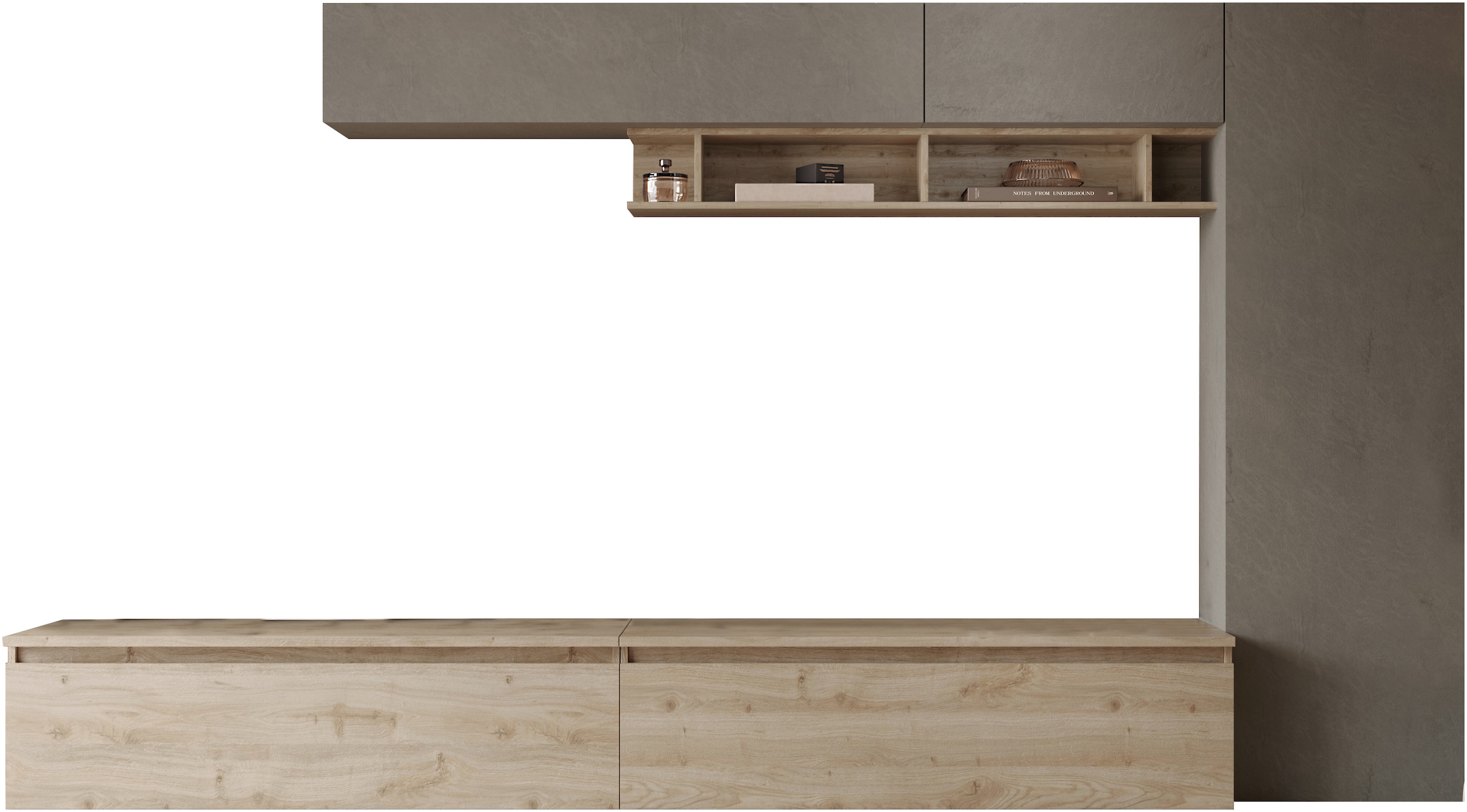INOSIGN Wohnwand »INFINITY, 6tlg. Breite 331 cm, Höhe variabel, Schrankwand, Anbauwand«, (2x Lowboard, 2x Hängeschrank, Wandregal, Hochschrank)