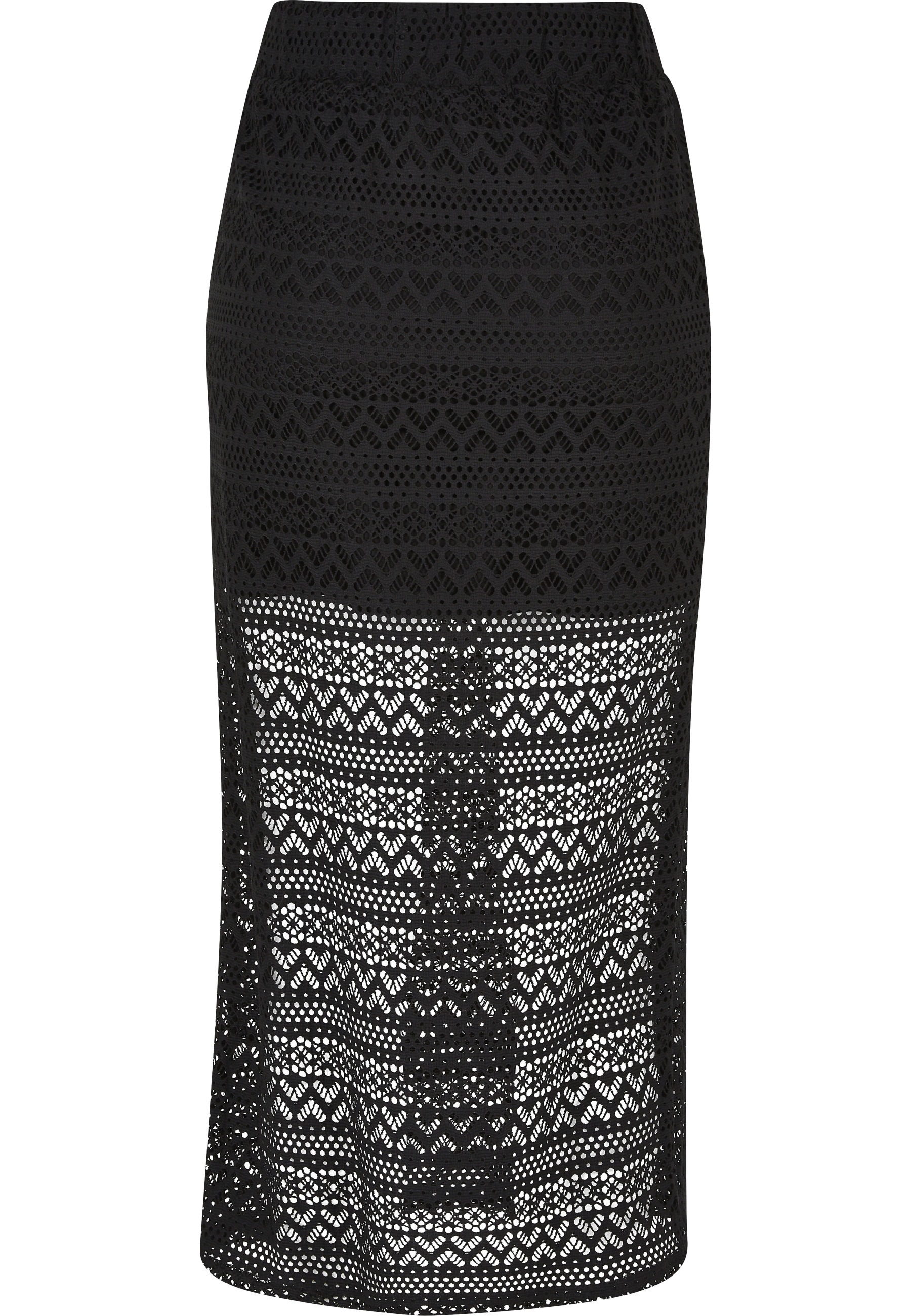 URBAN CLASSICS Jerseyrock »Urban Classics Damen Ladies Stretch Crochet Lace Midi Skirt« 1 Stk.