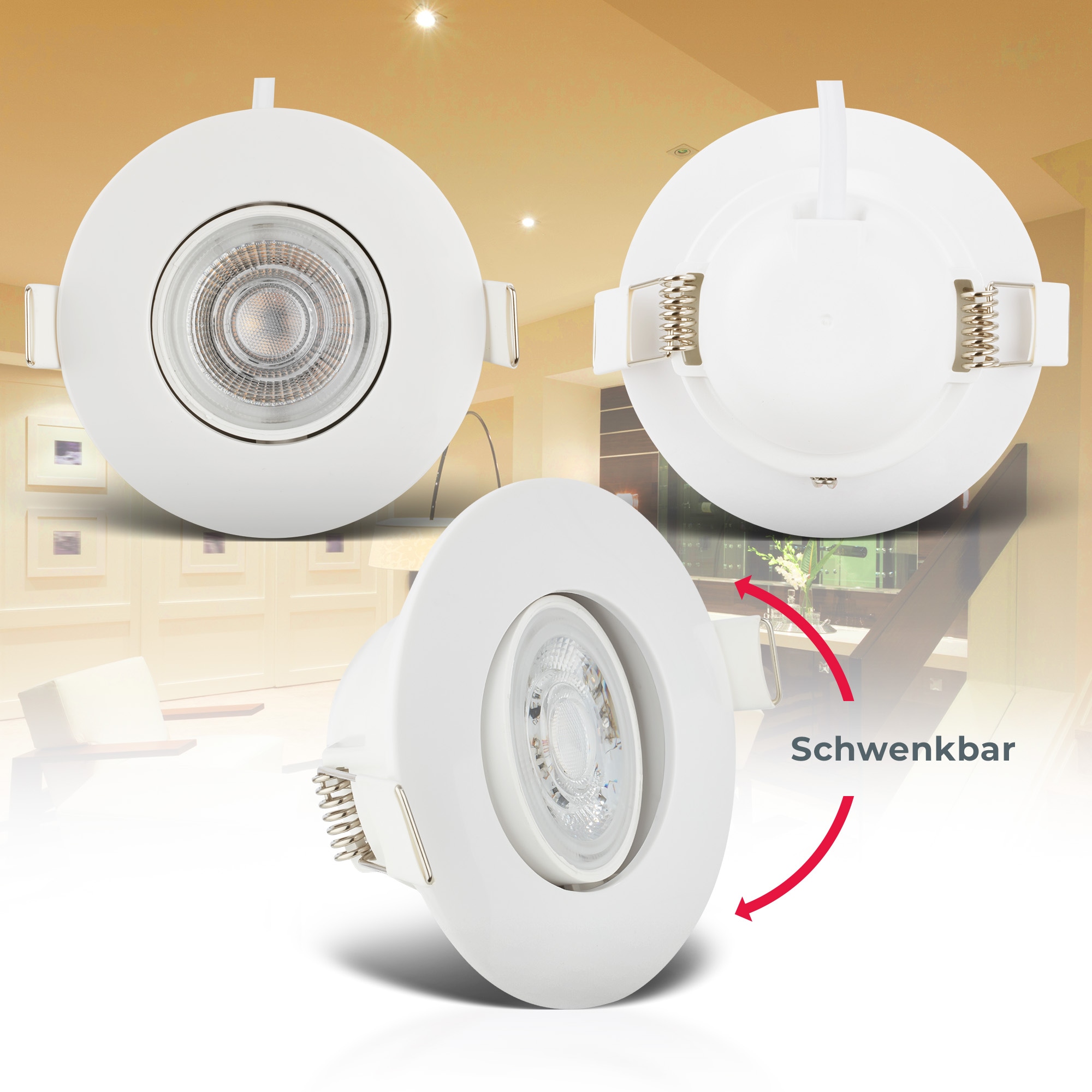 B.K.Licht LED Bad-Einbauleuchten_set, 6-teilig, Schutzart IP65, Strahler schwenkbar