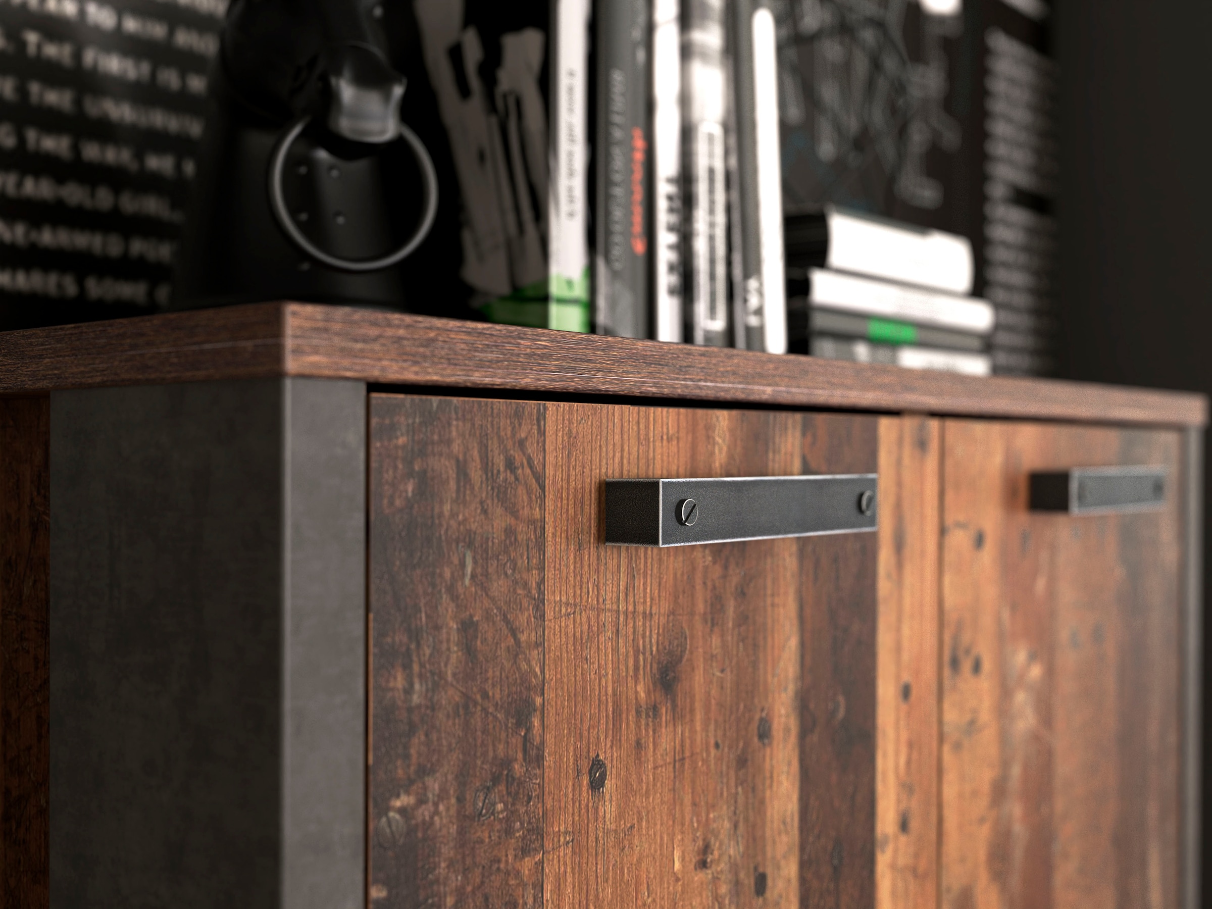 FORTE Kommode »Clif«, Aktenschrank im Industriestil, Breite 86 cm x Höhe 115 cm