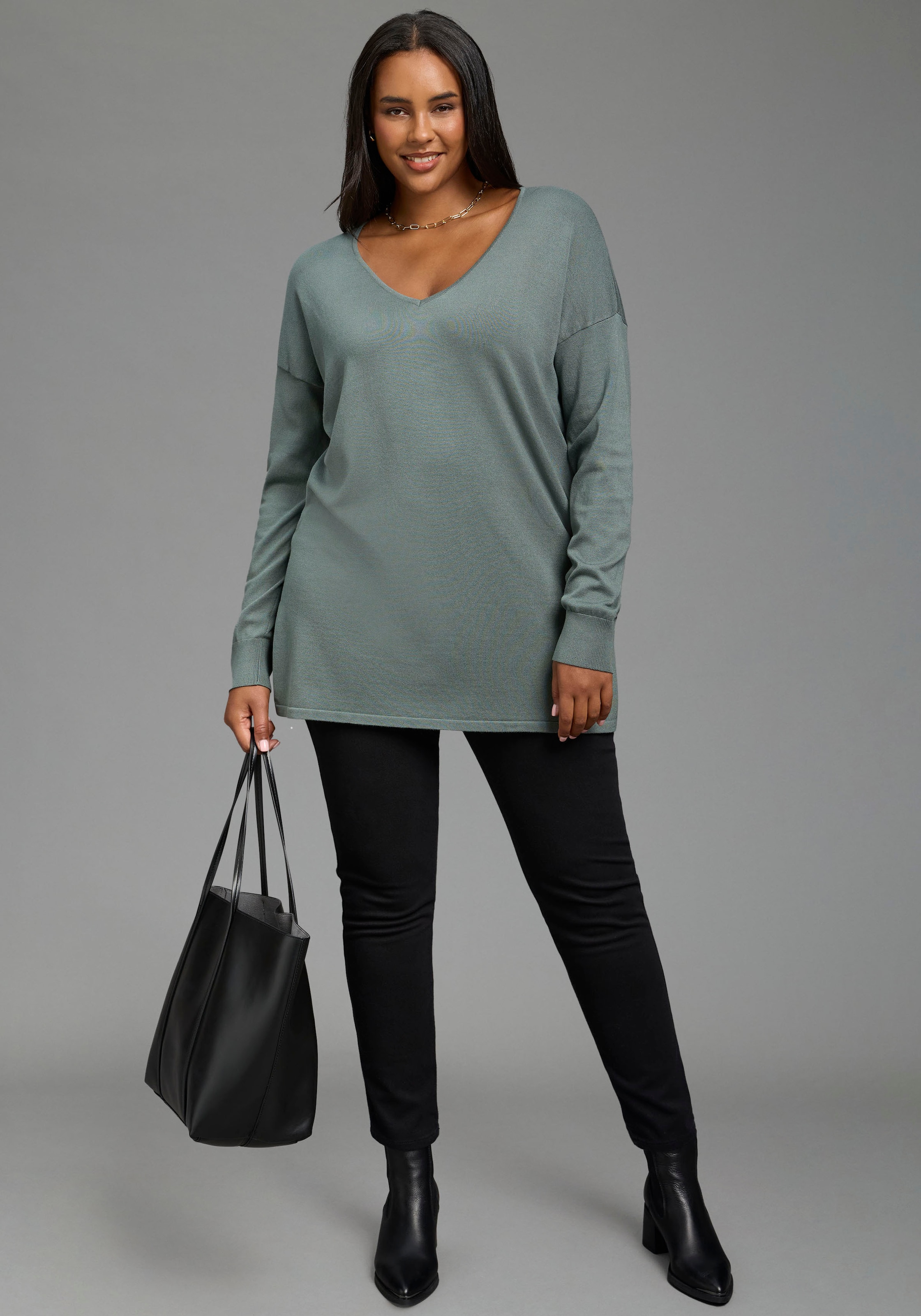 Laura Scott CURVE 1100000002199 »Große Größen, im 4 Way Stretch, Quer- und Längselastisch« mit Eingrifftaschen, Gesäßtaschen und Coinpocket, lange Schnittform