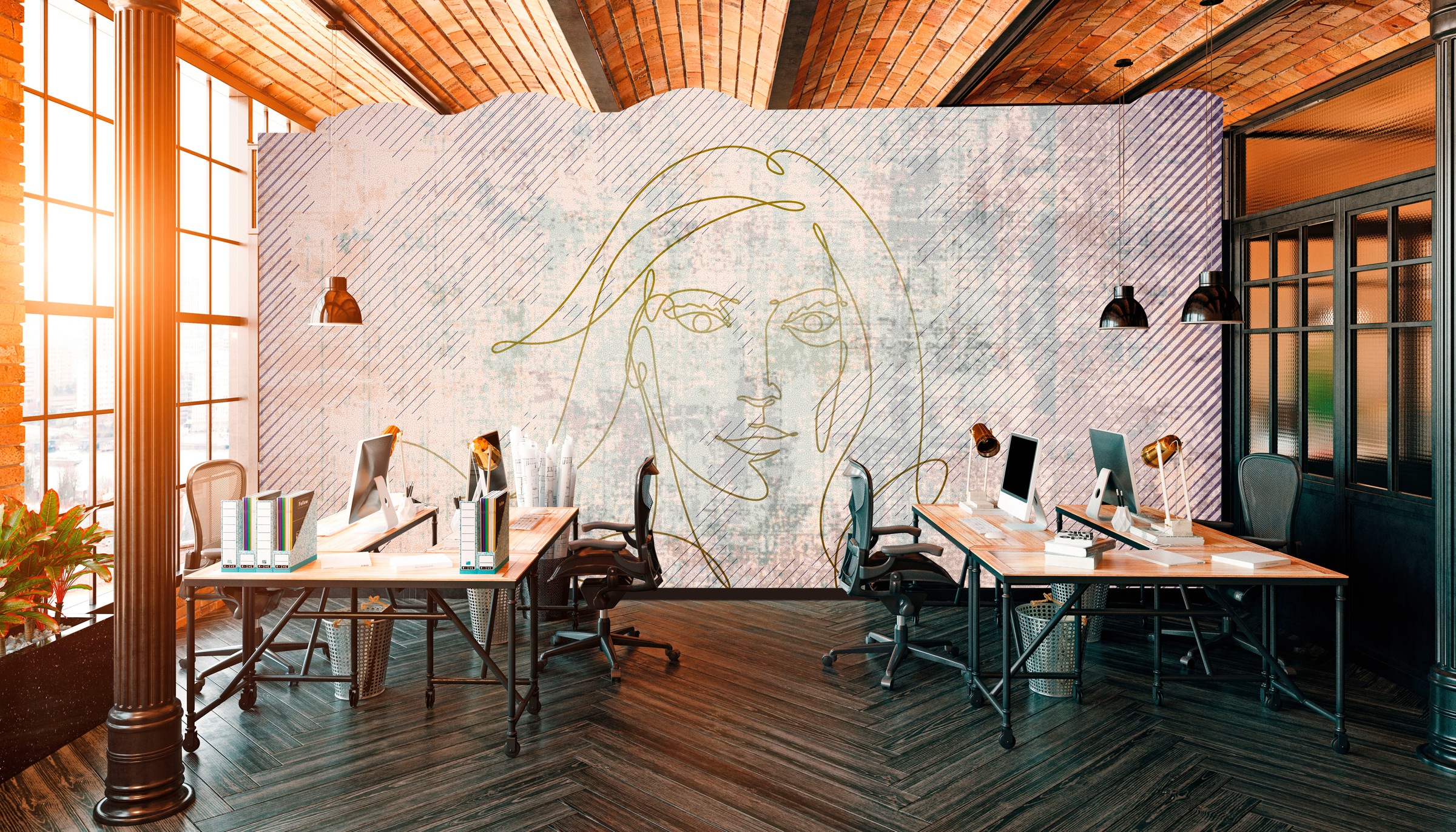 Architects Paper Fototapete »Atelier 47 Golden Line 2« abstrakt glatt Vlies günstig online kaufen