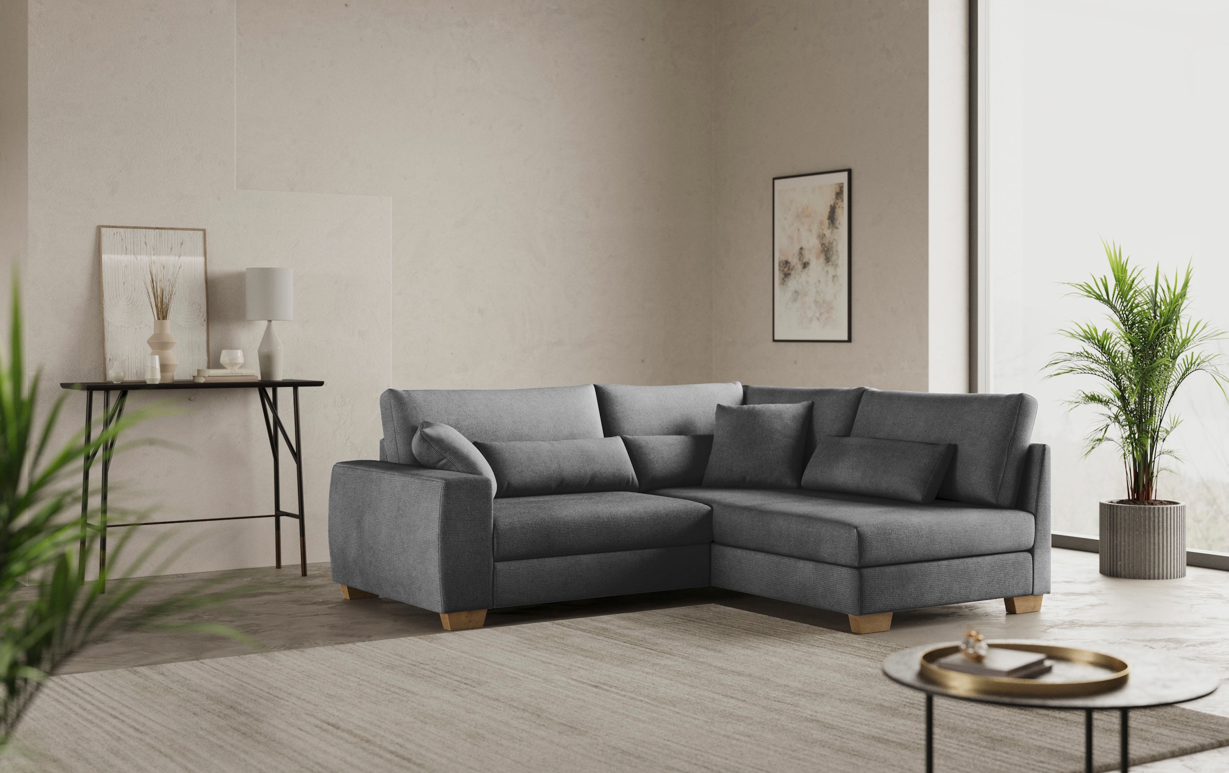 Mr. Couch Ecksofa »Helena L-Form«, Mit Federkern, wahlweise mit Bettfunktio günstig online kaufen