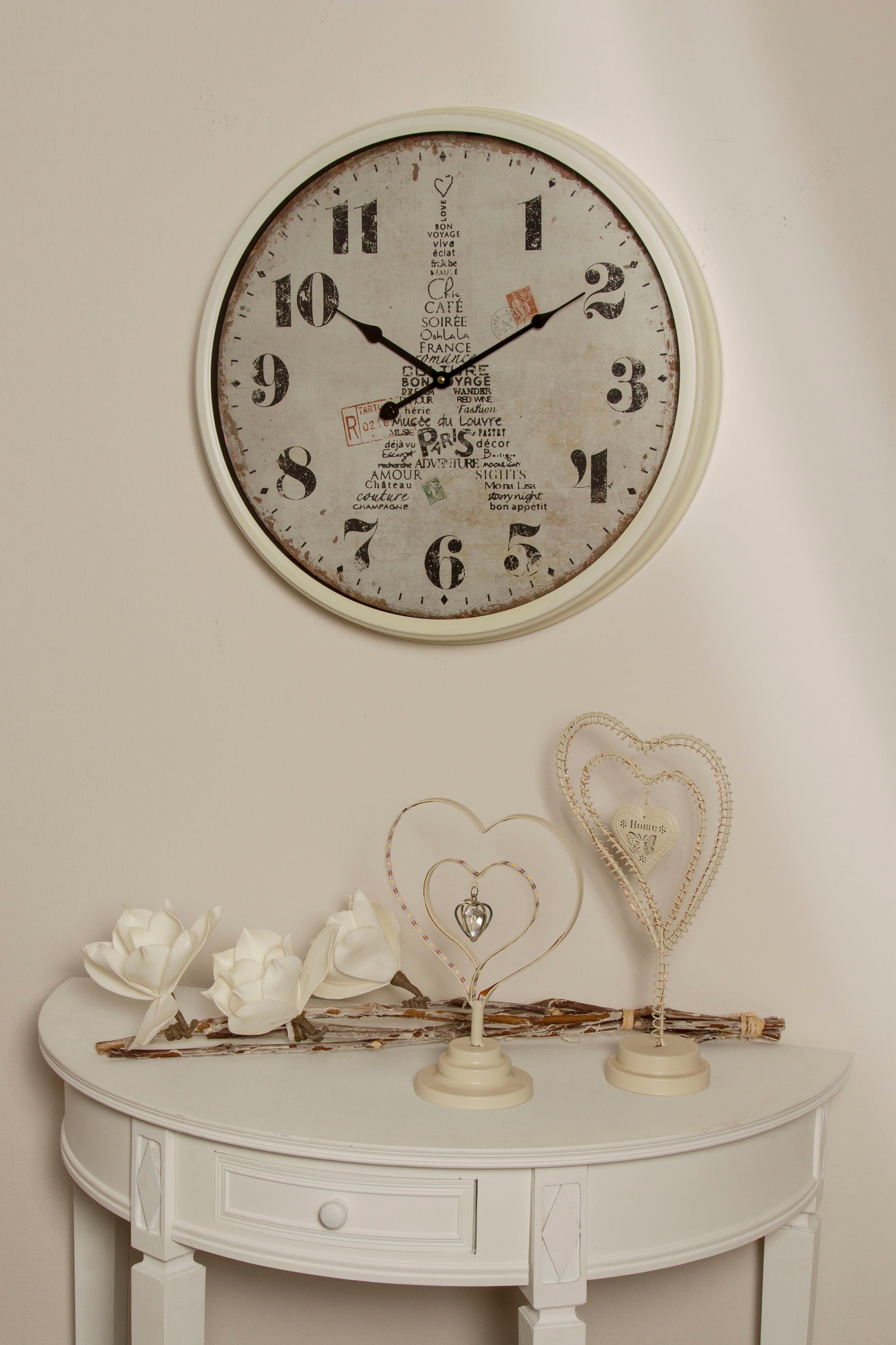 Myflair Möbel & Accessoires Wanduhr »"Paris"«, XXL, rund, Ø 51 cm, Motiv Eifelturm, dekorativ in Küche & Wohnzimmer