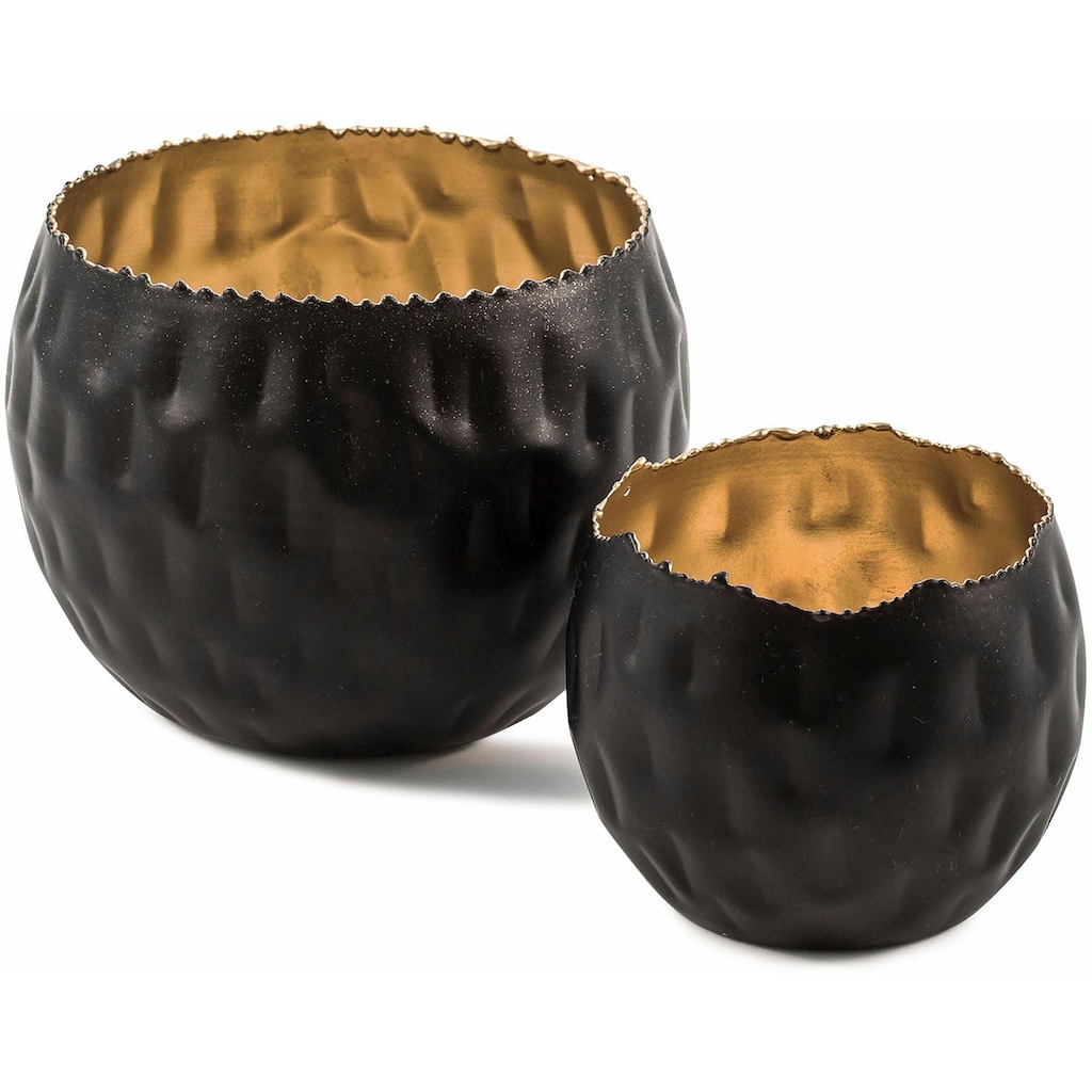 Home affaire Teelichthalter »black&gold«, (Set, 2 St.)