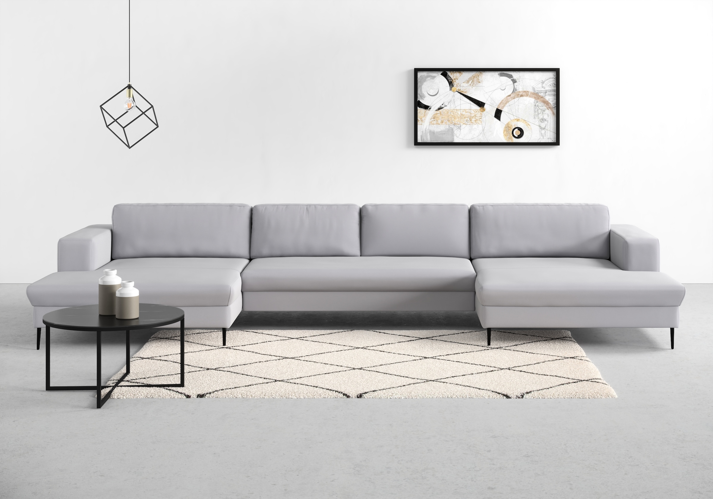 DOMO collection Wohnlandschaft »Modica U-Form«, XXL, in moderner Optik mit, 2 großzügigen Recamieren, auch in Cord