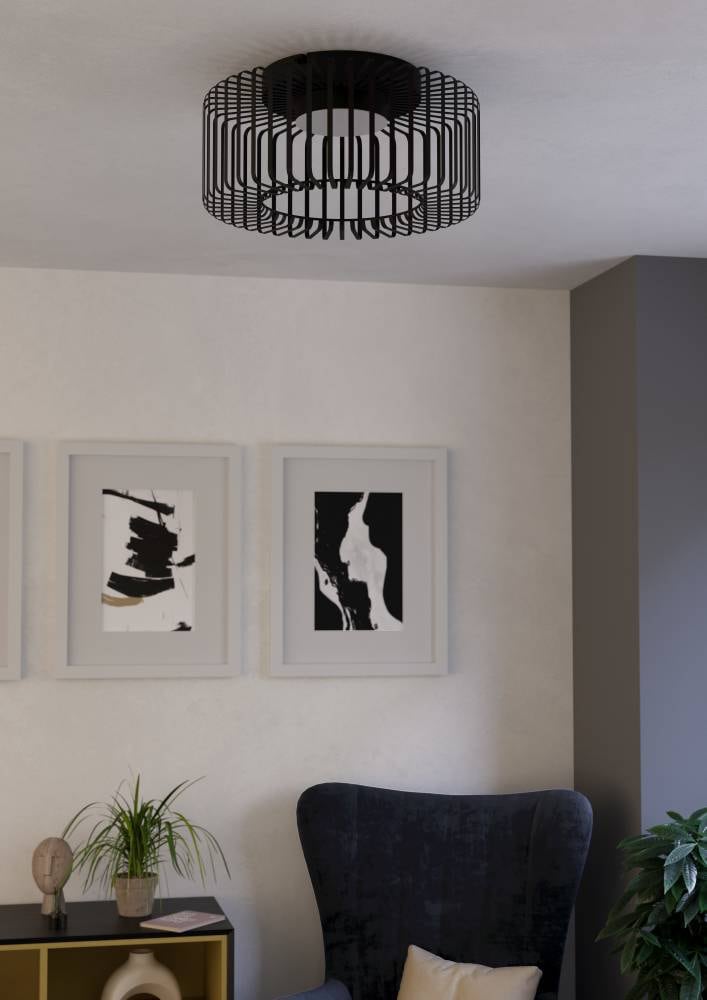 EGLO Deckenleuchte »GINESTRONE-Z Deckenlampe schwarz, ZigBee 3.0, Timer, Disco-Modus«, 1 flammig, Leuchtmittel LED-Modul | LED fest integriert, App / Sprachsteuerung Alexa, ‎22 x 45 x 45 cm, exkl. Fernbedienung