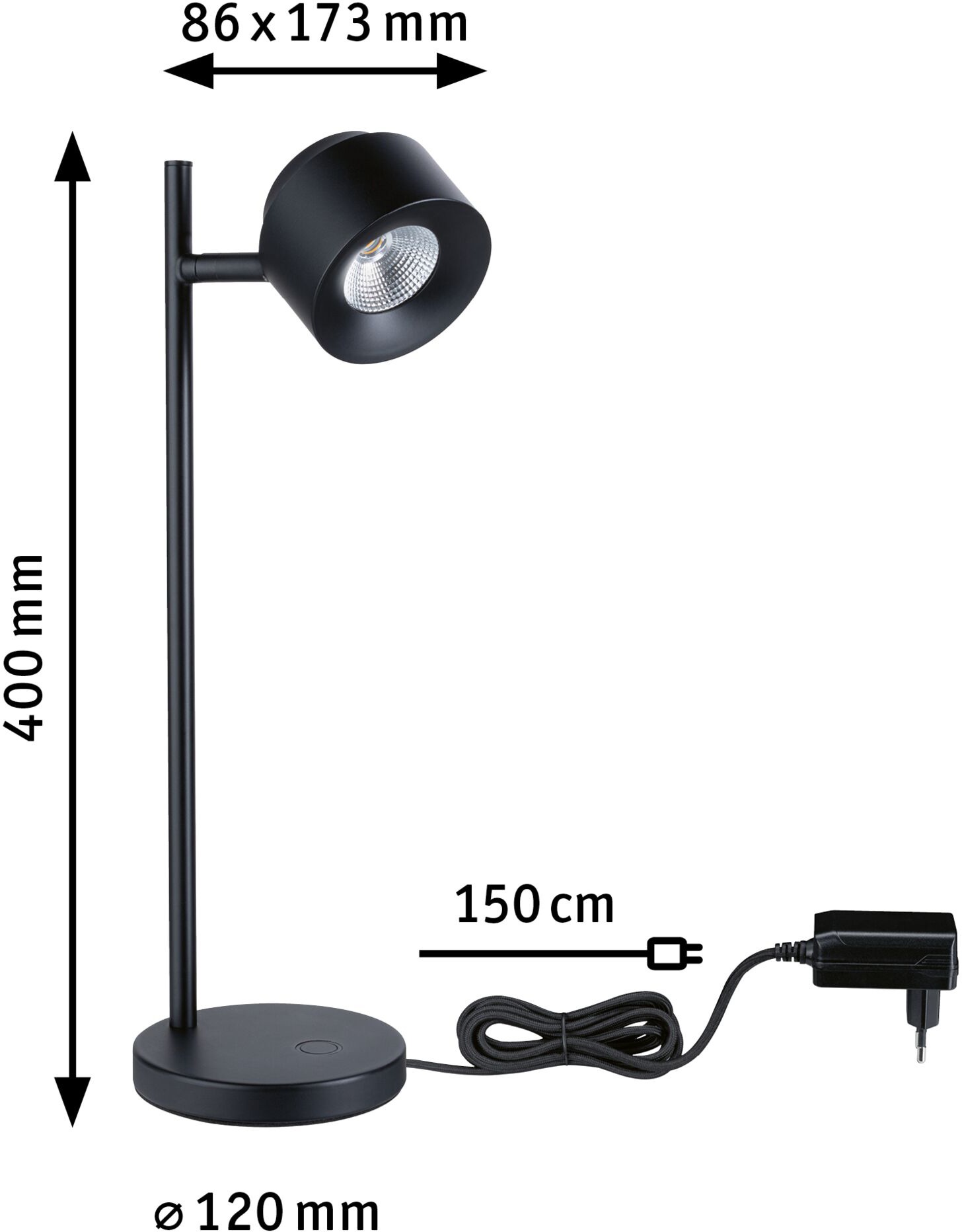 Paulmann Tischleuchte »Puric Pane«, 1 flammig, LED, dimmbar, Schwarz, Aluminium