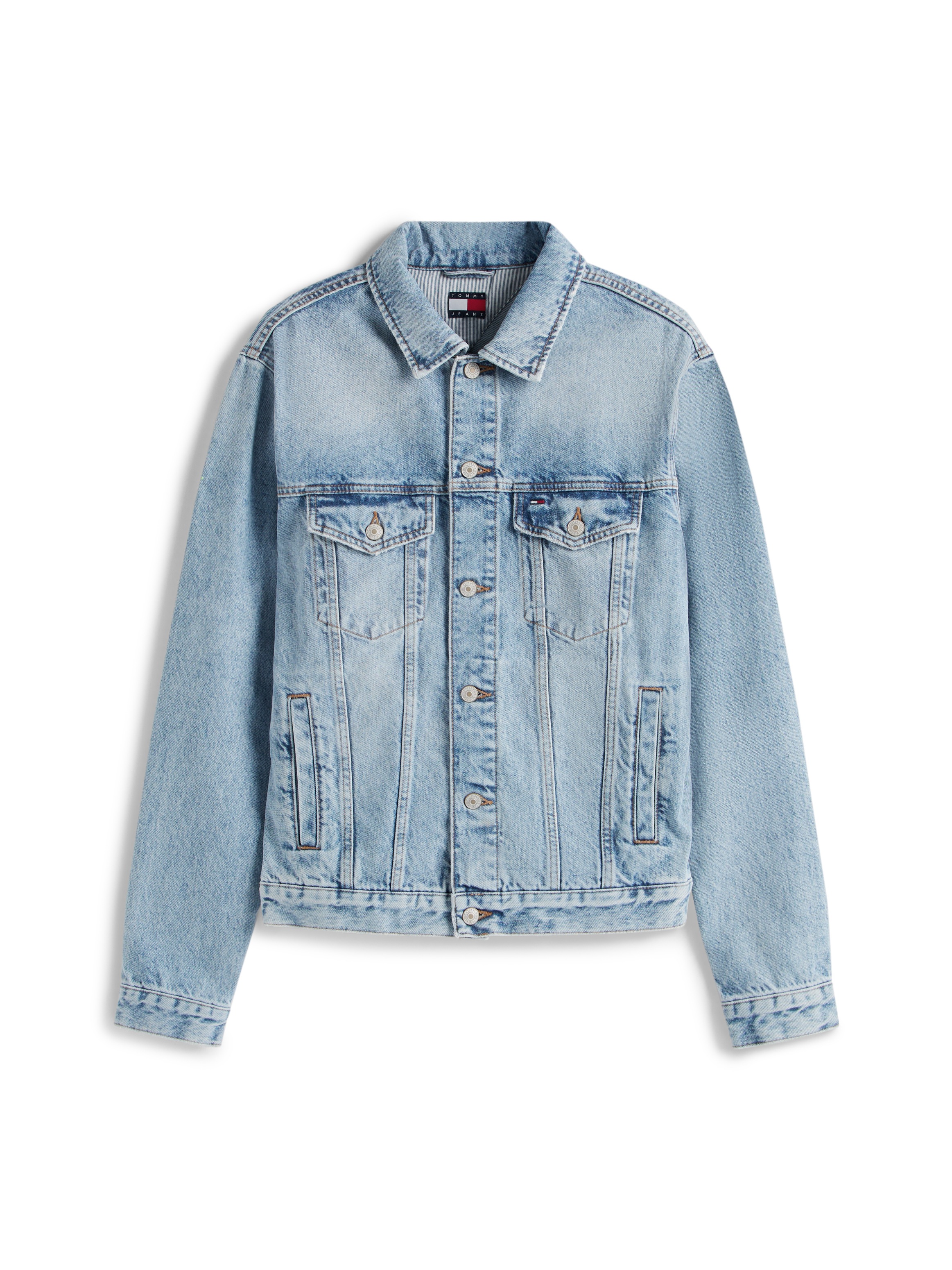 Tommy Jeans Jeansjacke »RYAN RGLR TRCKR RWB EXT CI6033«, ohne Kapuze, Mit Rundhalsausschnitt