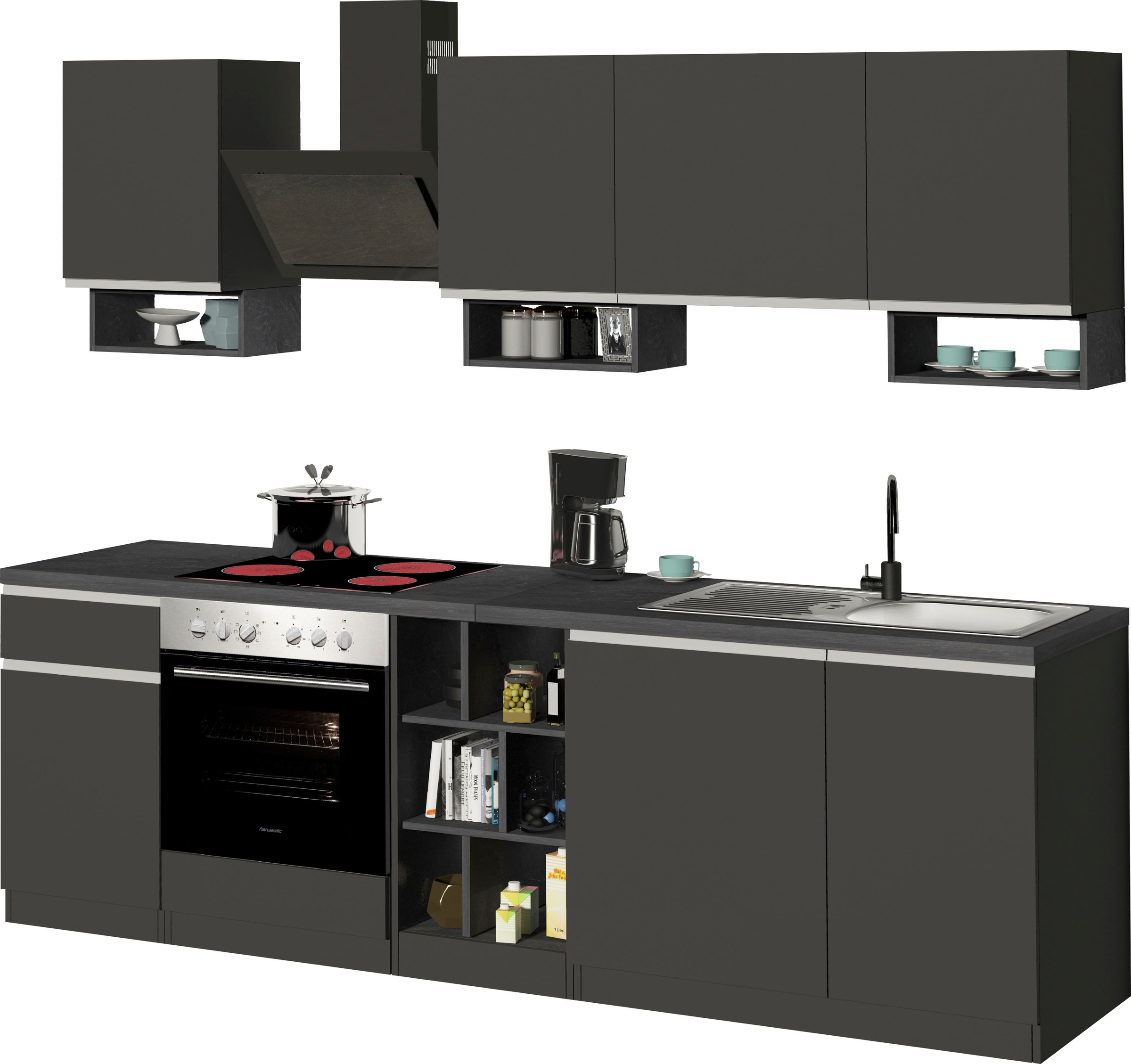 KOCHSTATION Küchenzeile »KS-Sole«, Breite 256 cm, mit Geschirr-Abtropfschrank, ohne E-Geräte