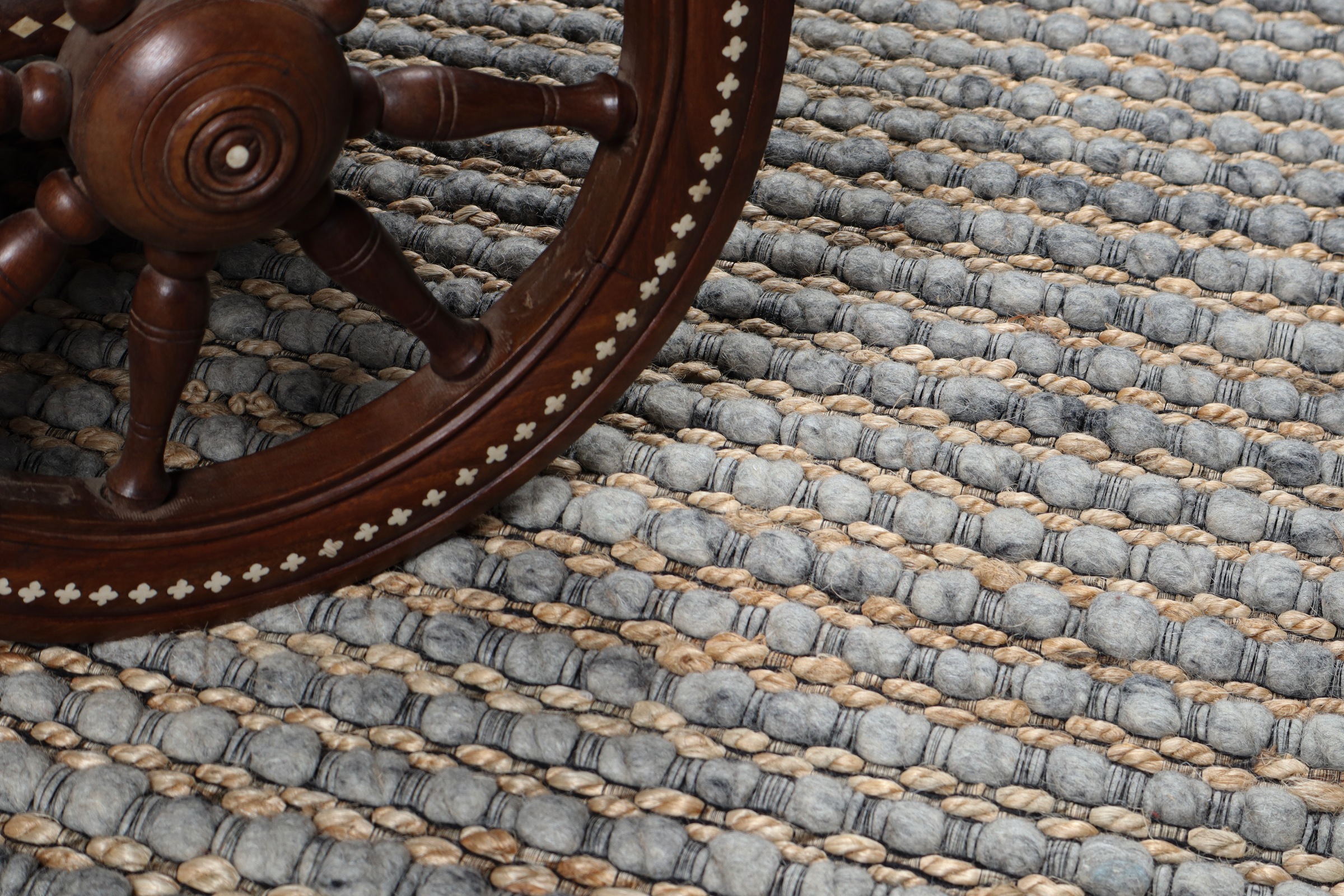 my home Wollteppich »Leevy, Wolle und Jute- handgewebt«, rechteckig, 25 mm Höhe, handgewebt, Handweb Teppiche, Wohnzimmer, Schlafzimmer, Esszimmer